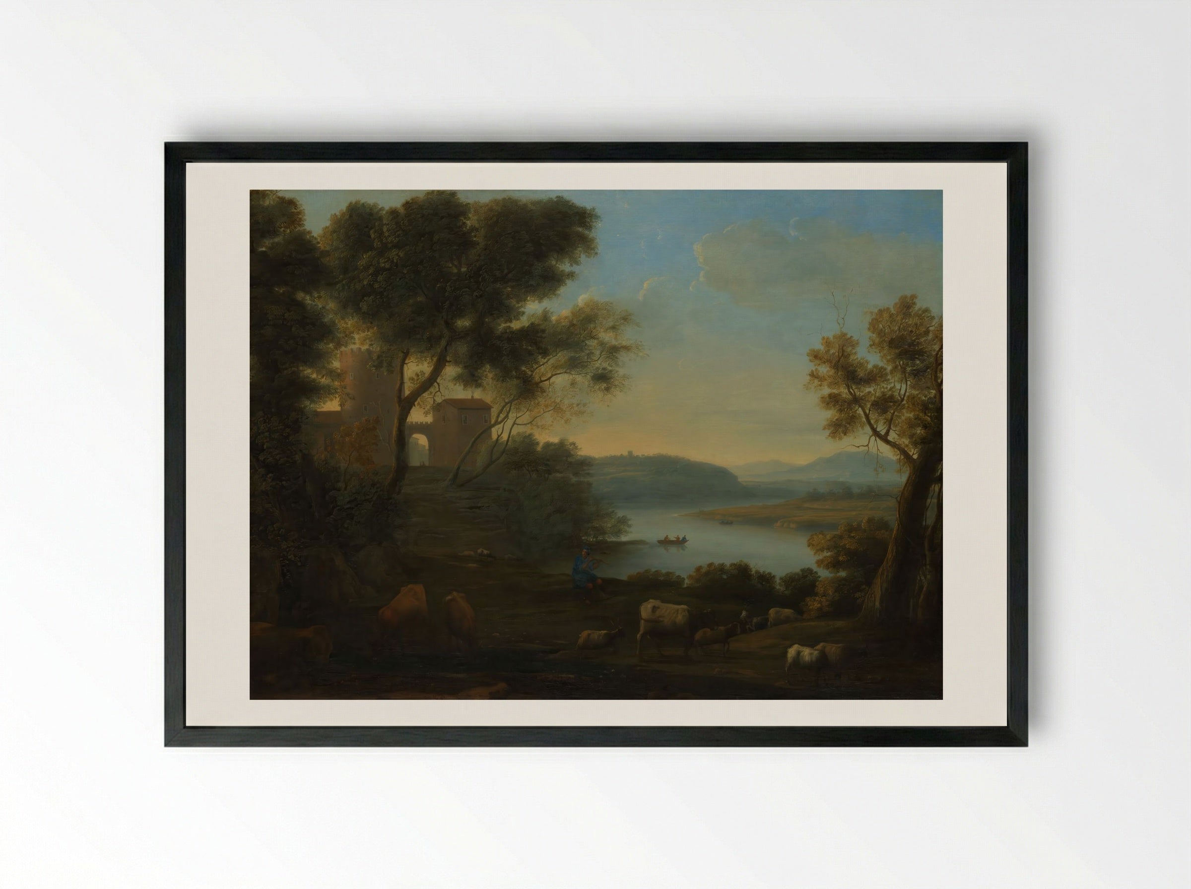 Pastoral Landscape, The Roman Campagna - Claude Lorrain - Framed Print Black