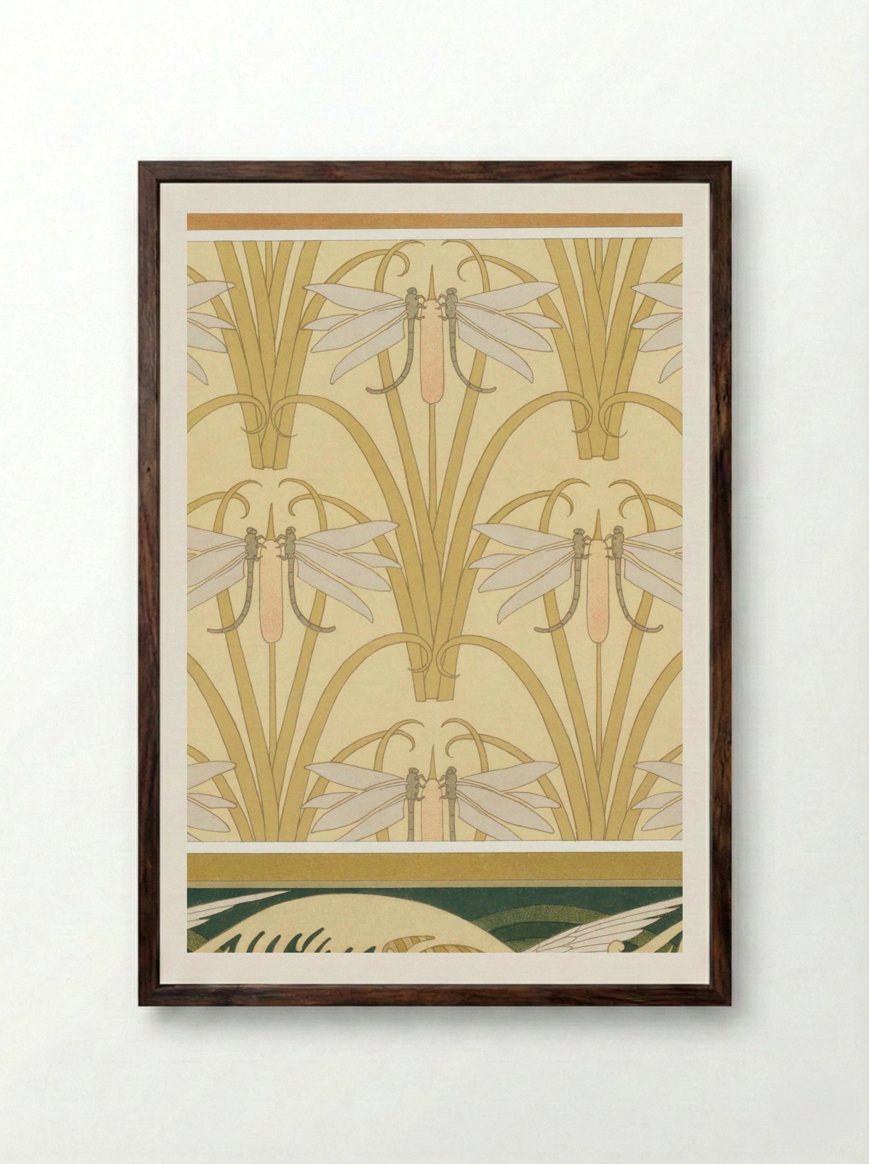 L'Animal dans la Décoration, Plate 10 (Snails, Dragonflies, Seagulls) - Maurice Pillard Verneuil - Framed Print Dark Wood