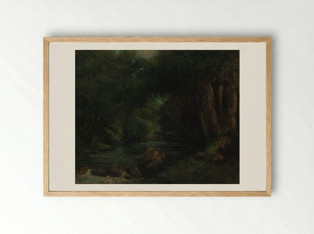 A Brook in the Forest - Gustave Courbet - Framed Print Wood