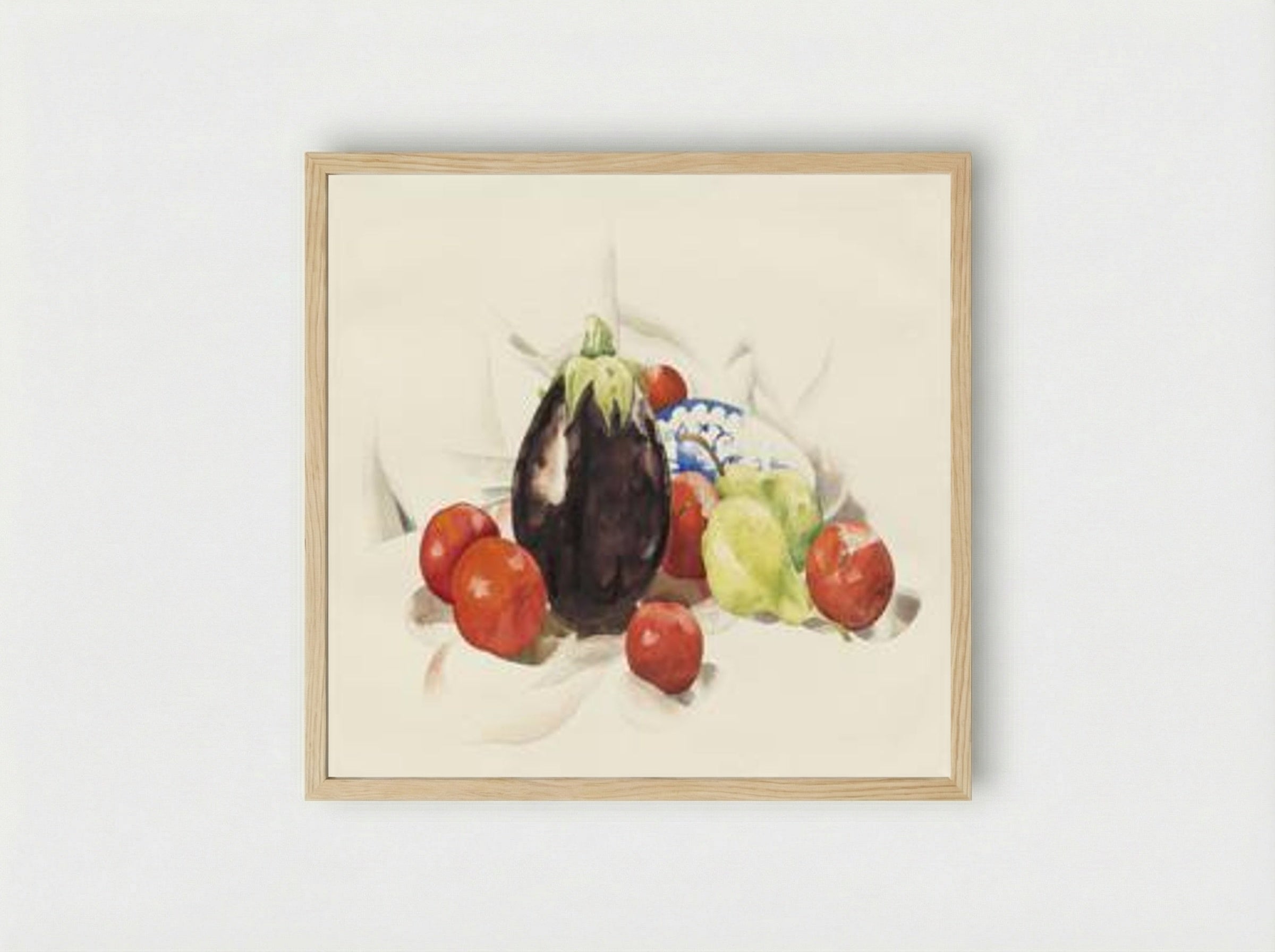 Eggplant and Tomatoes - Charles Demuth - Framed Print Wood