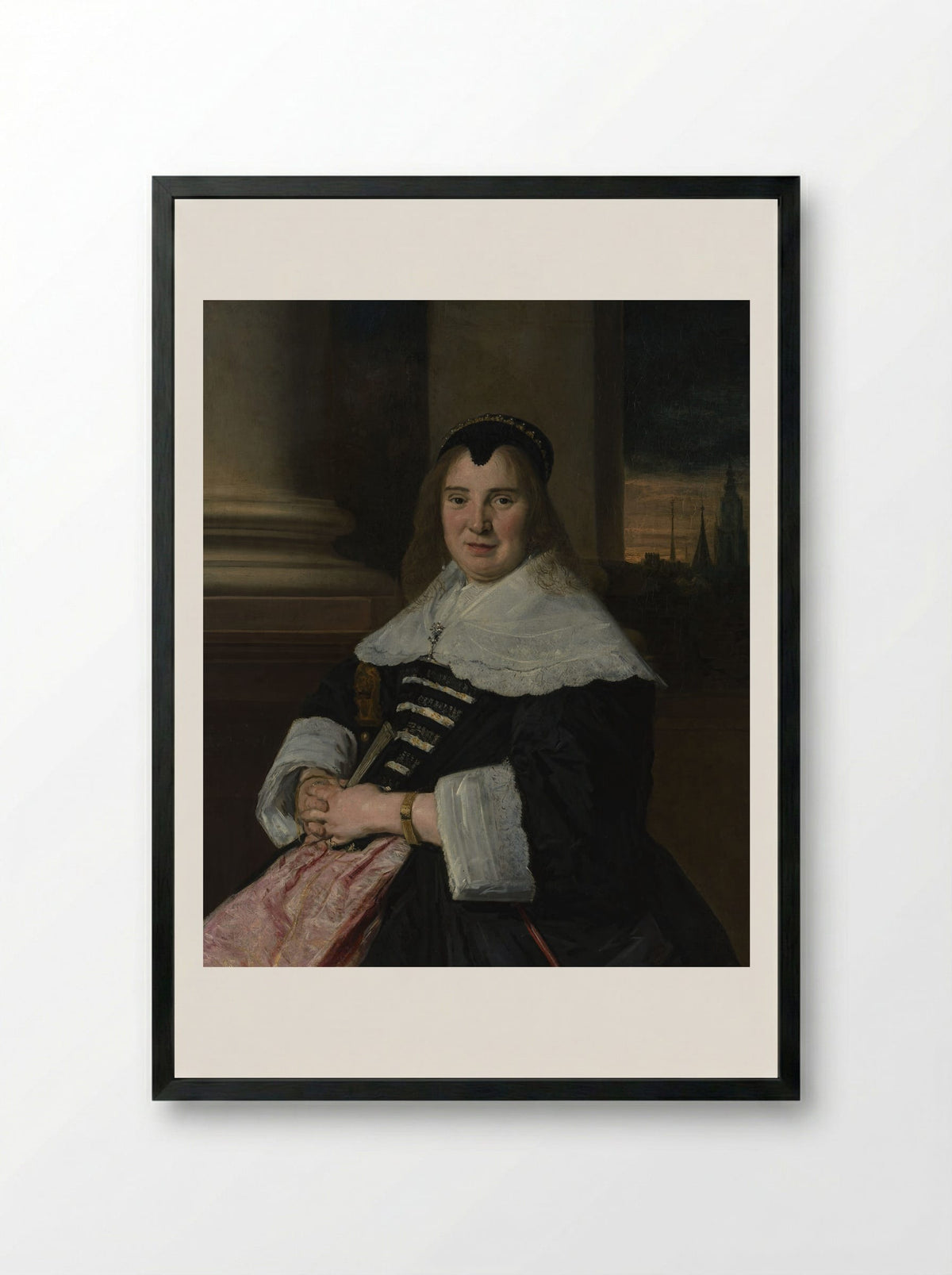 Portrait of a Woman - Frans Hals - Framed Print Black