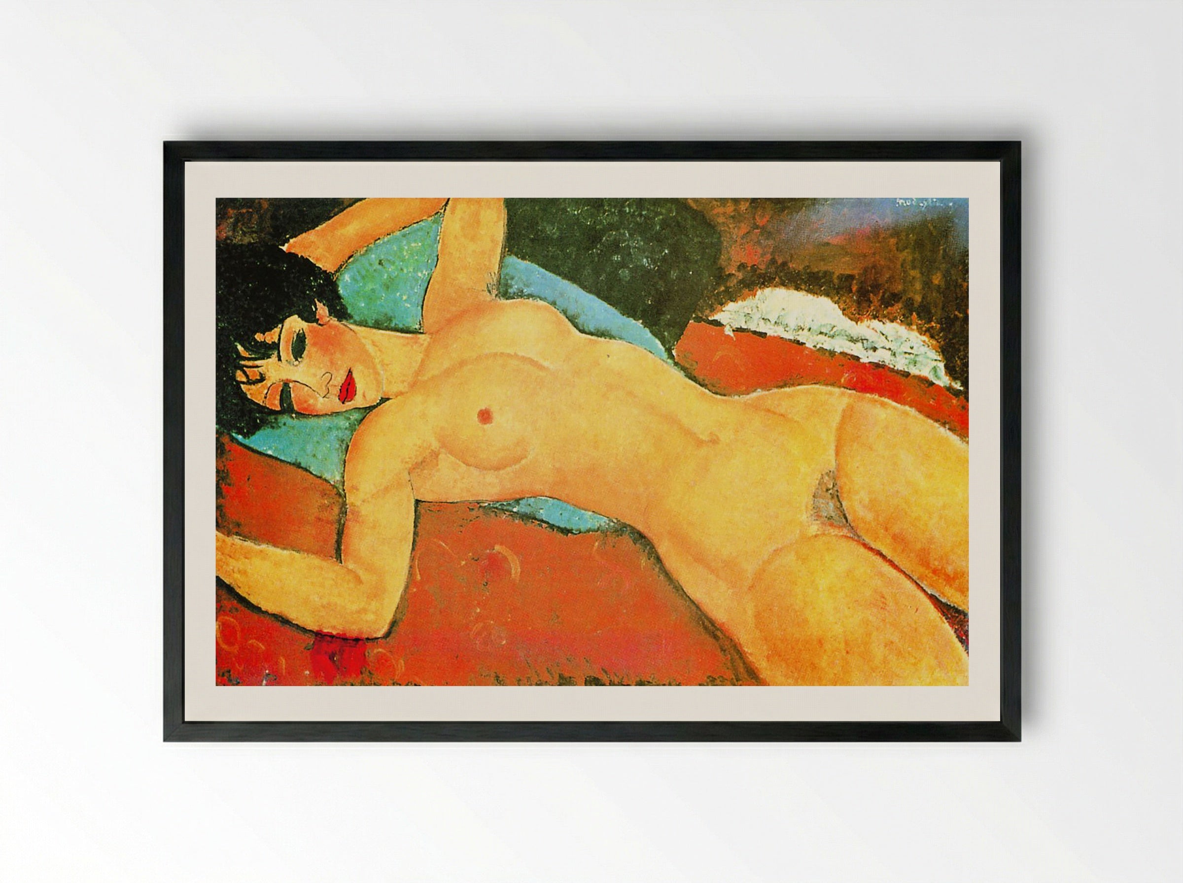 Sleeping Nude with Arms Open (Red Nude) - Amedeo Modigliani - Framed Print Black