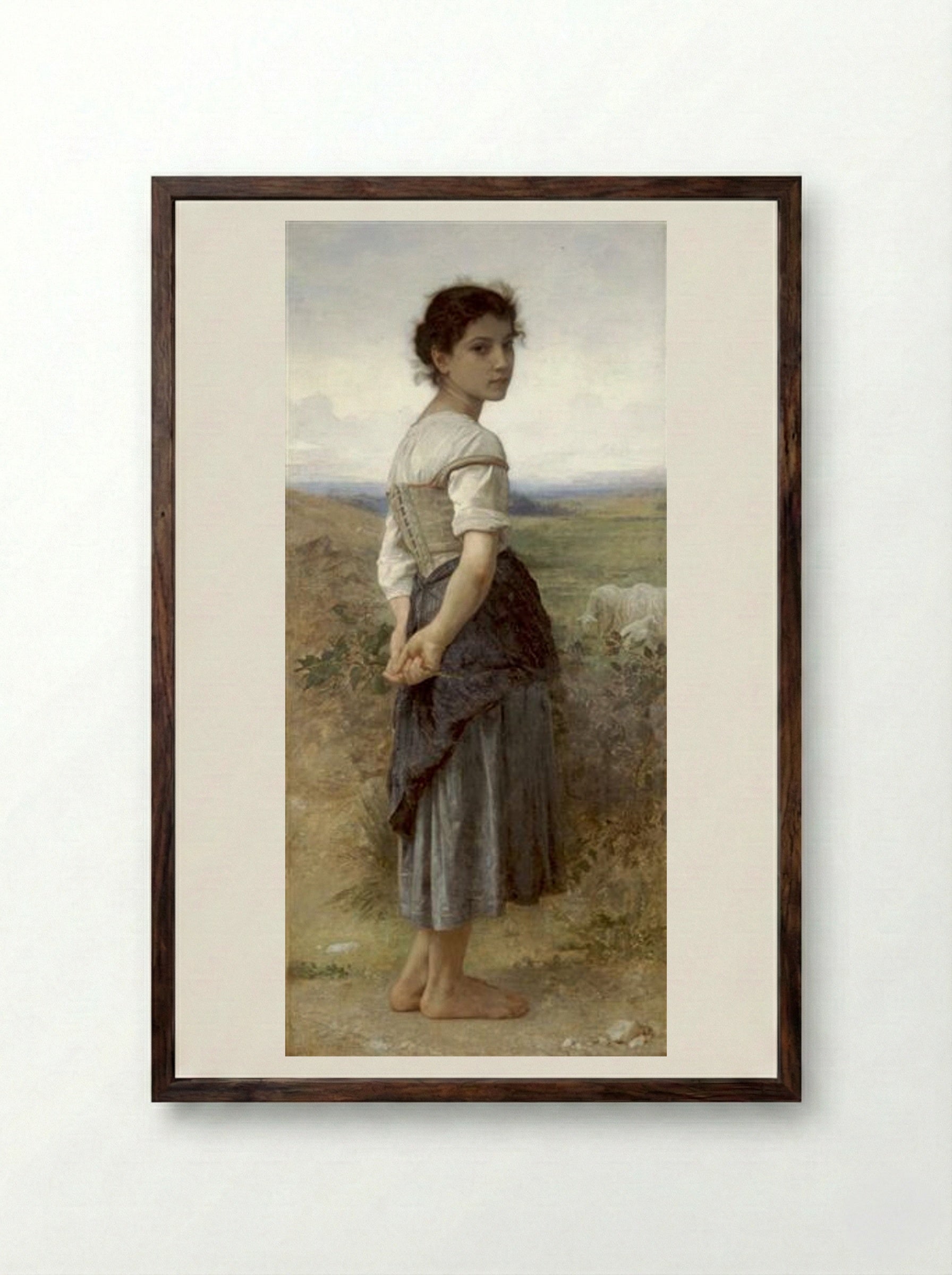 The Young Shepherdess - William-Adolphe Bouguereau - Framed Print Dark Wood