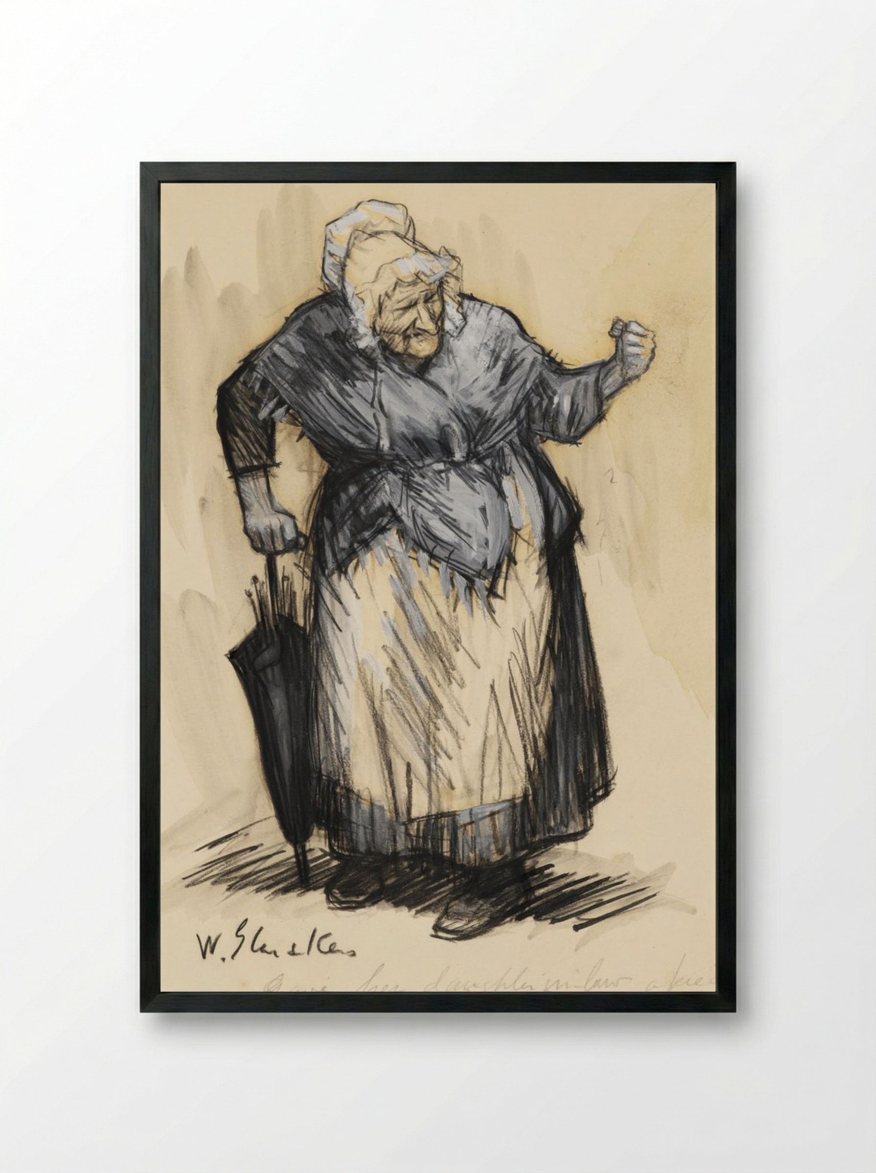 She Gave Her Daughter-in-Law a Piece of Her Mind - William James Glackens - Framed Print Black