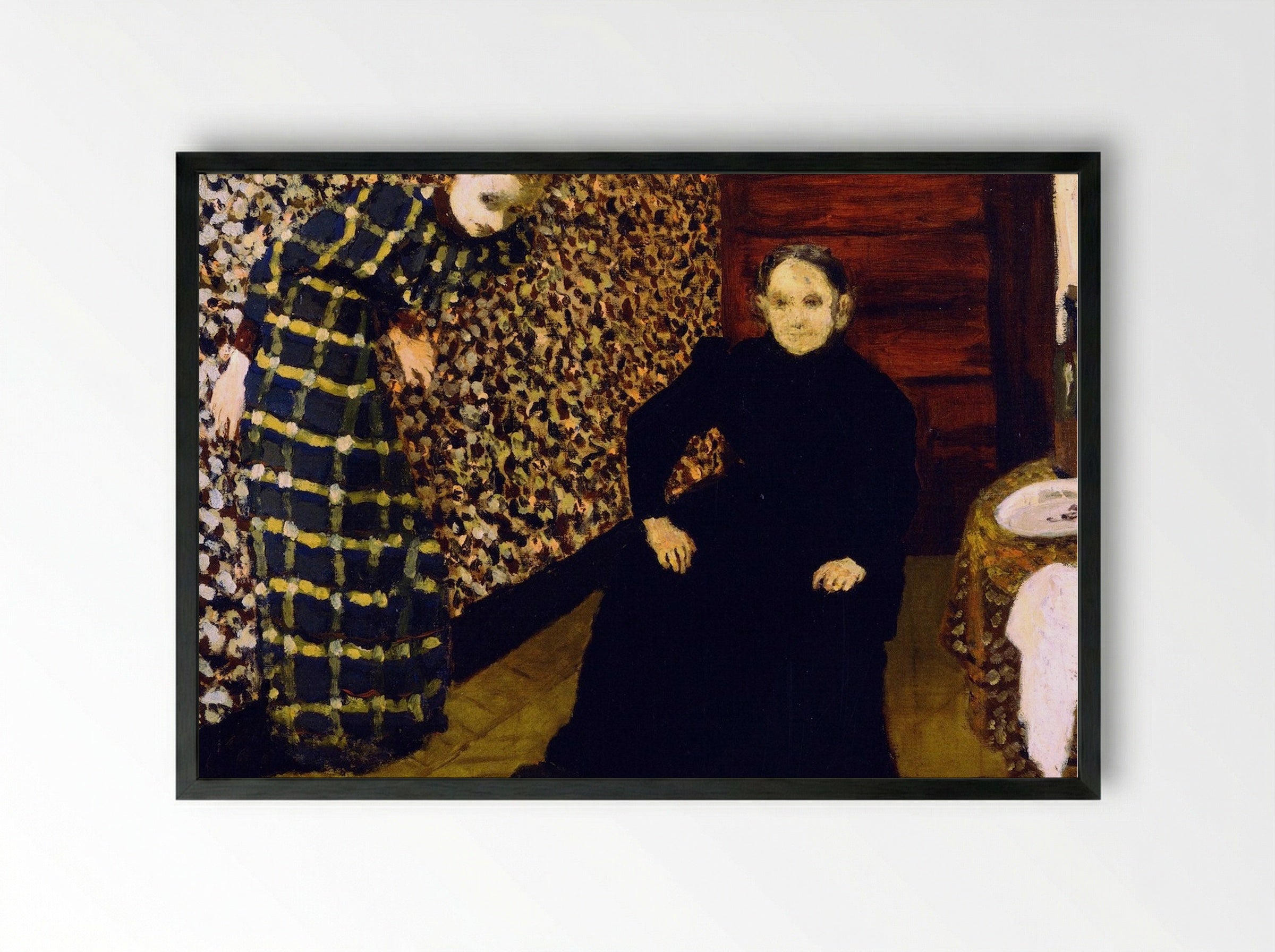 Interior with Mother and Sister of the Artist - Édouard Vuillard - Framed Print Black