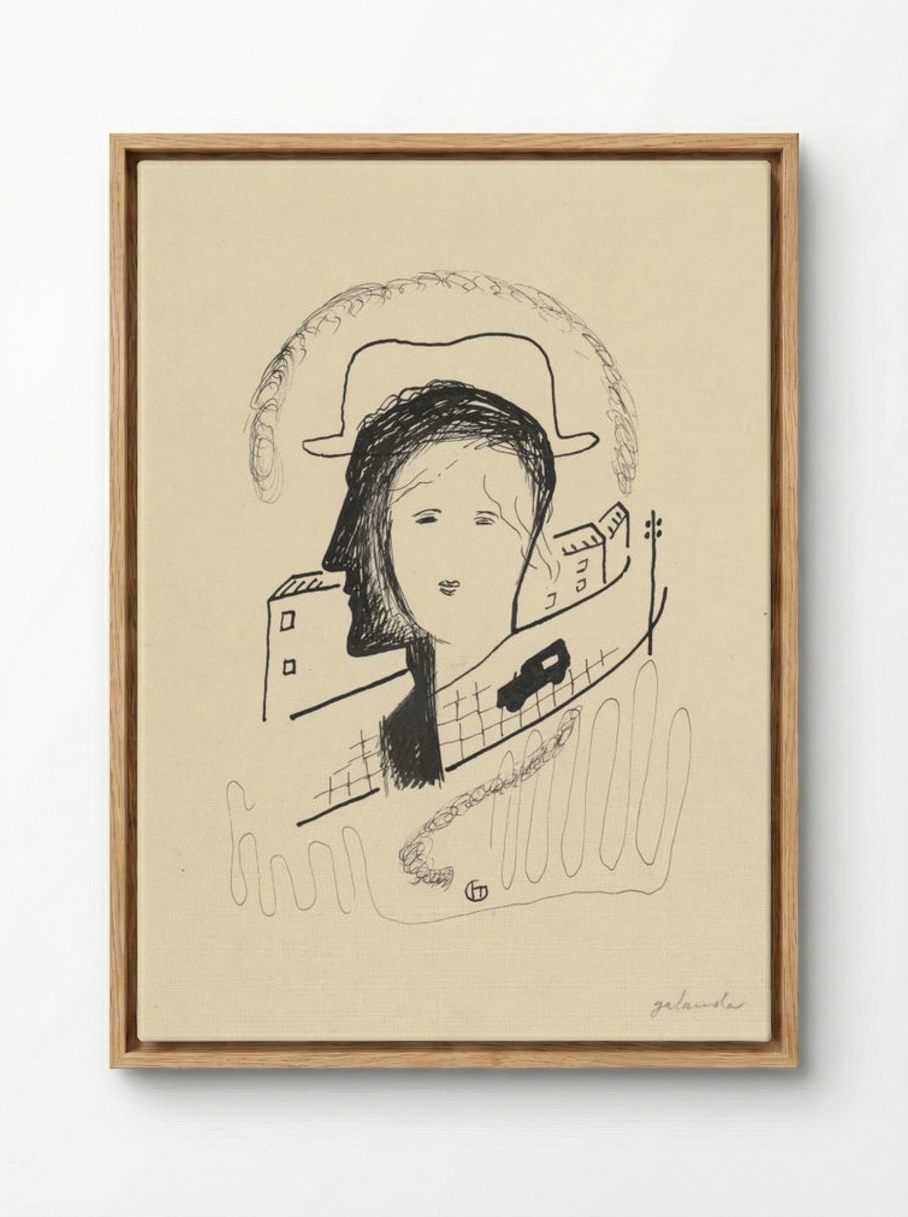 Couple in a Landscape - Mikuláš Galanda - Framed Canvas Wood