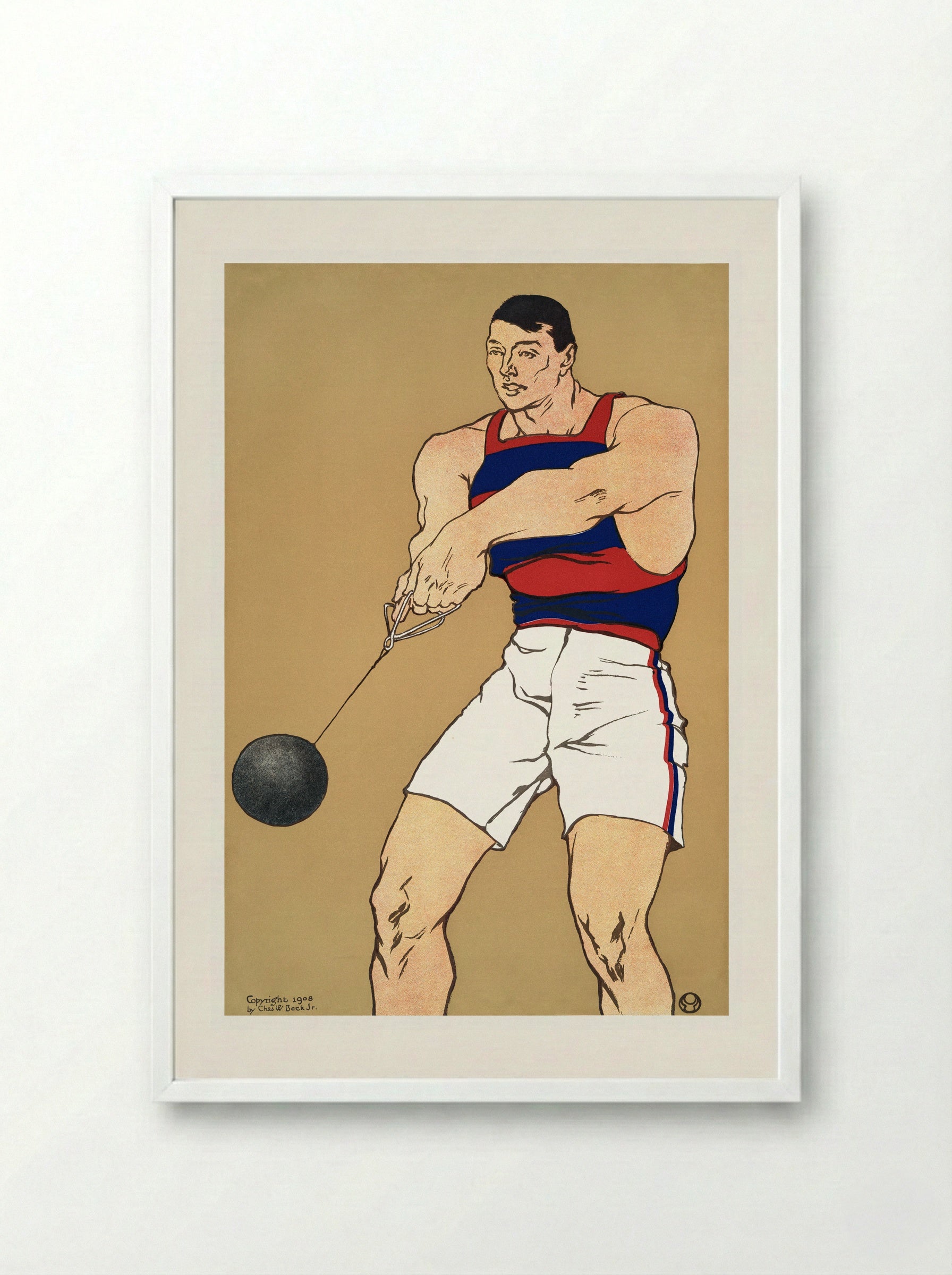 Hammer Throw - Edward Penfield - Framed Print White