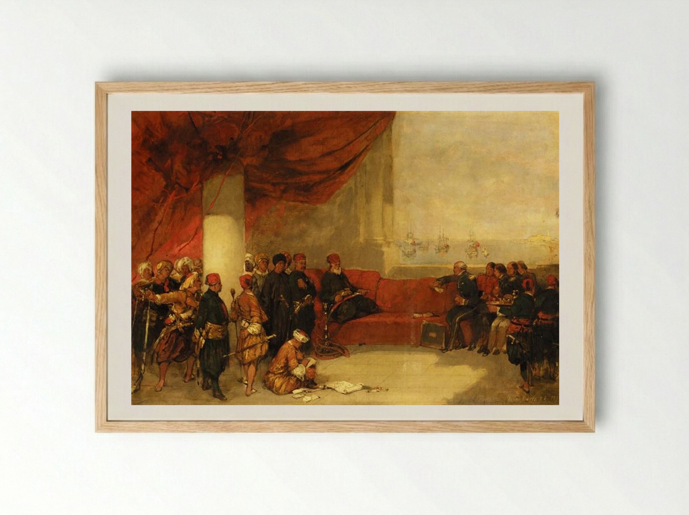 Interview with the Viceroy of Egypt at His Palace in Alexandria - David Roberts - Framed Print Wood