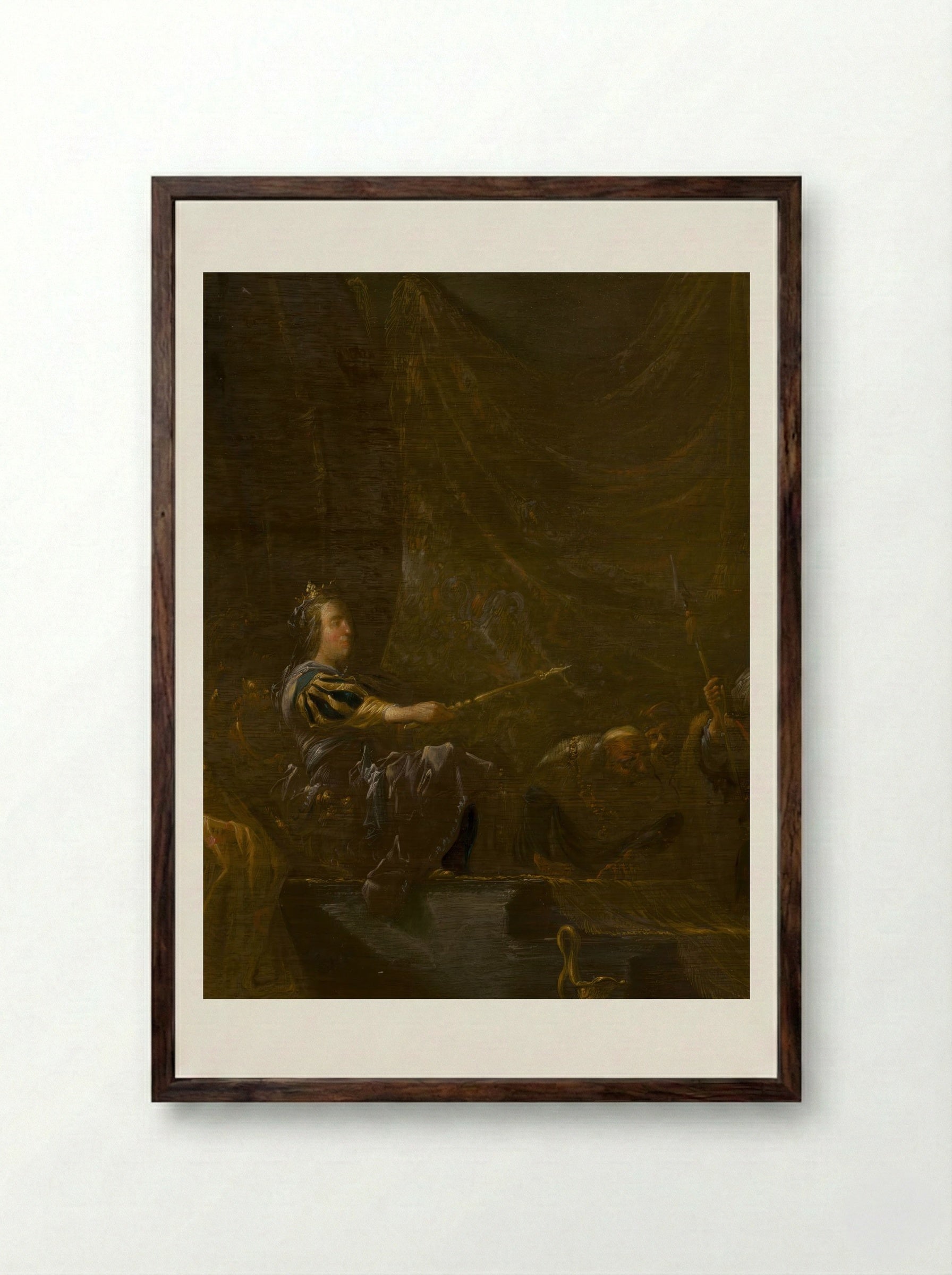 The Queen of Sheba Before Solomon - Erasmus Quellinus II - Framed Print Dark Wood