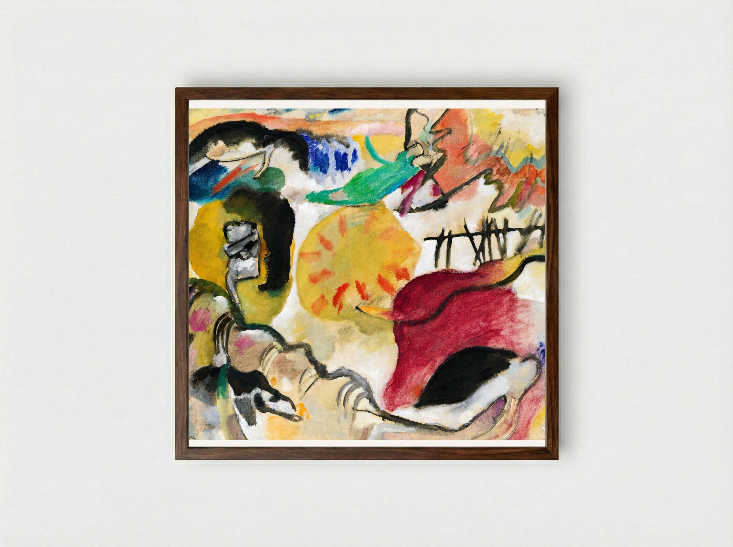 Improvisation 27 (Garden of Love II) - Wassily Kandinsky - Framed Print Dark Wood