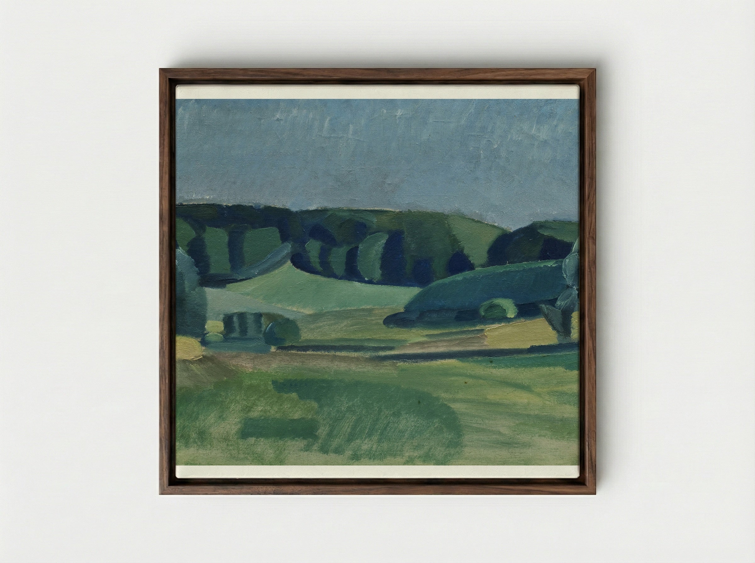 Landscape with Green Fields - Harald Giersing - Framed Canvas Dark Wood