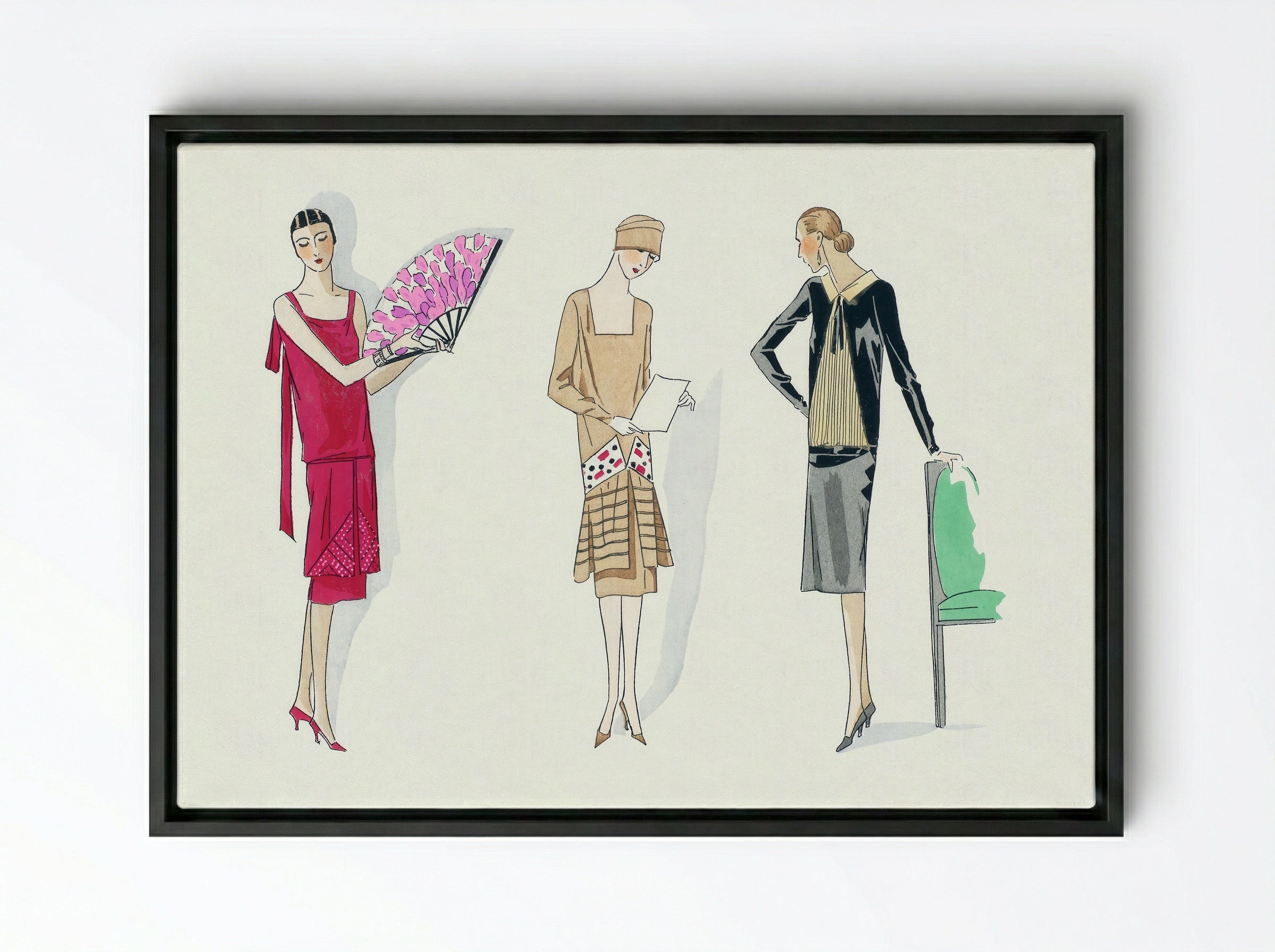 Three Dresses, 1926 - Bernard et Armand - Framed Canvas Black