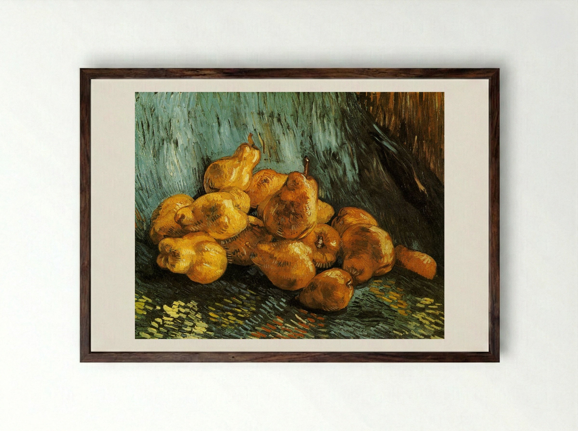 Still Life with Pears - Vincent van Gogh - Framed Print Dark Wood