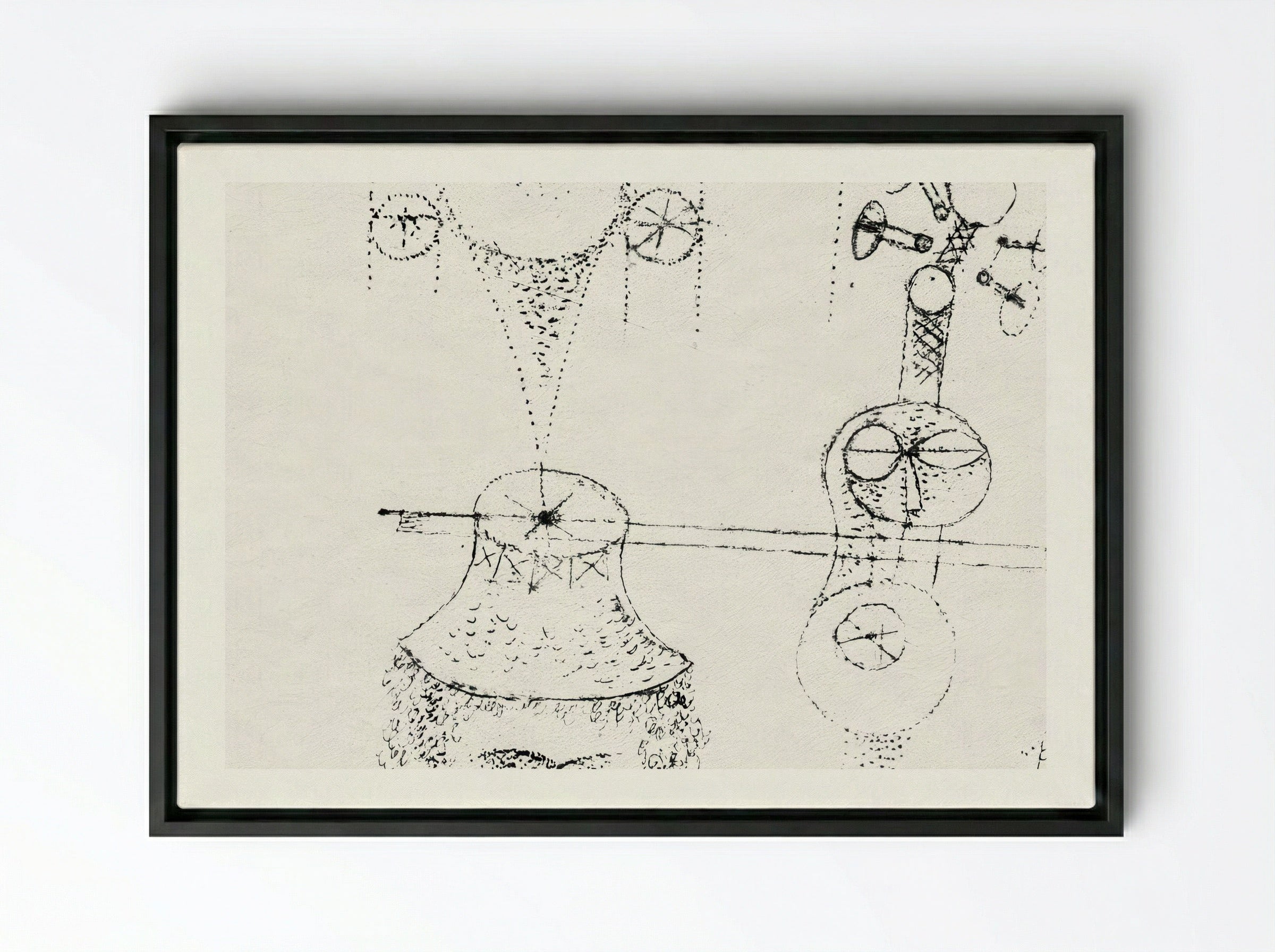 In Memory of an All-Girl Band - Paul Klee - Framed Canvas Black