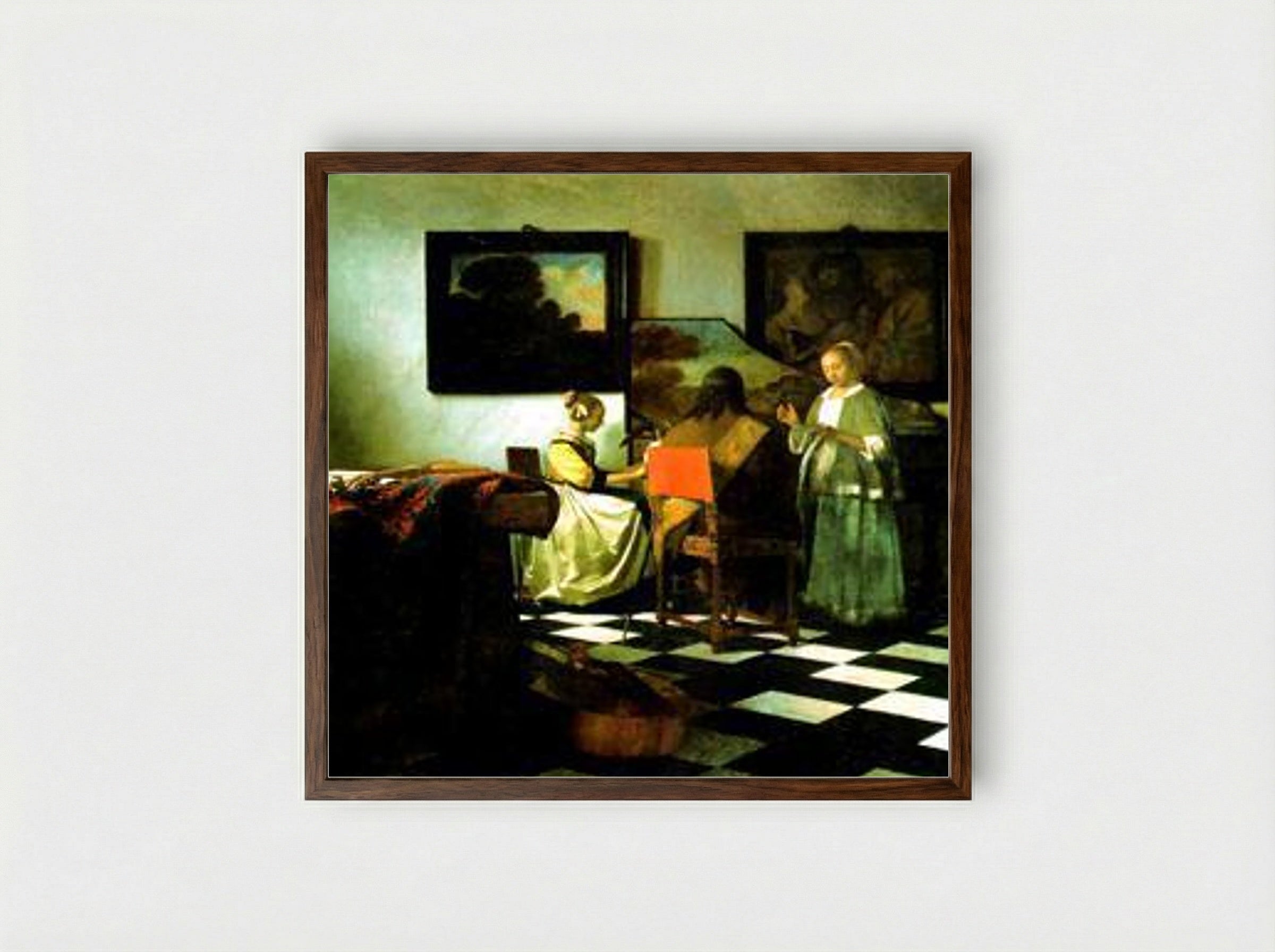 The Concert - Johannes Vermeer - Framed Print Dark Wood