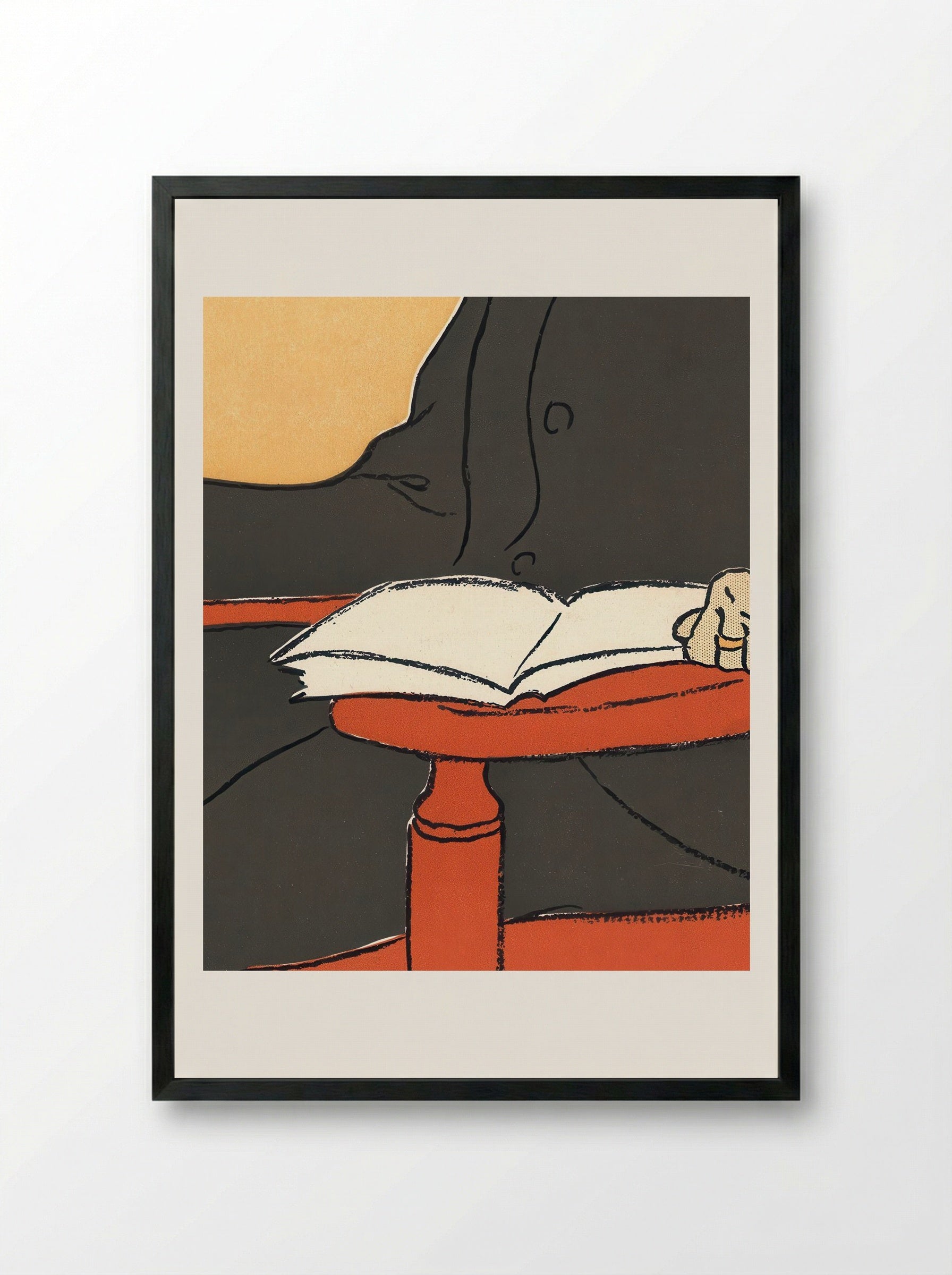 Man Reading in Armchair - Edward Penfield - Framed Print Black