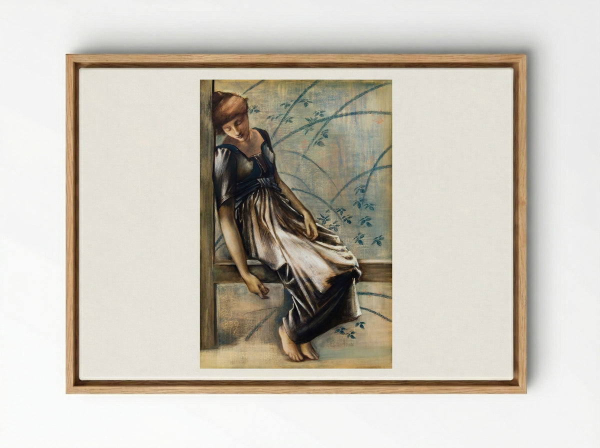 Study for 'The Garden Court' from 'The Briar Rose' Series - Edward Burne-Jones - Framed Canvas Wood