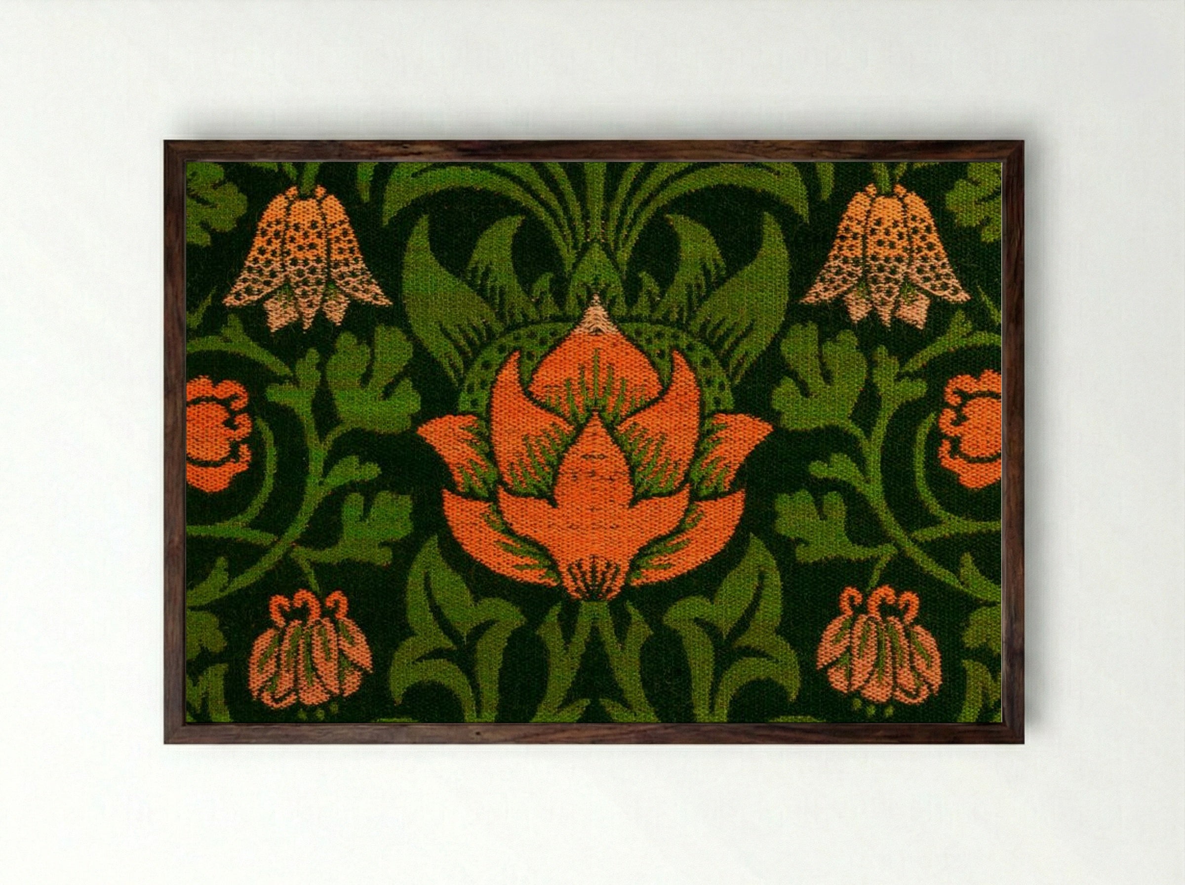 Violet and Columbine - William Morris - Framed Print Dark Wood