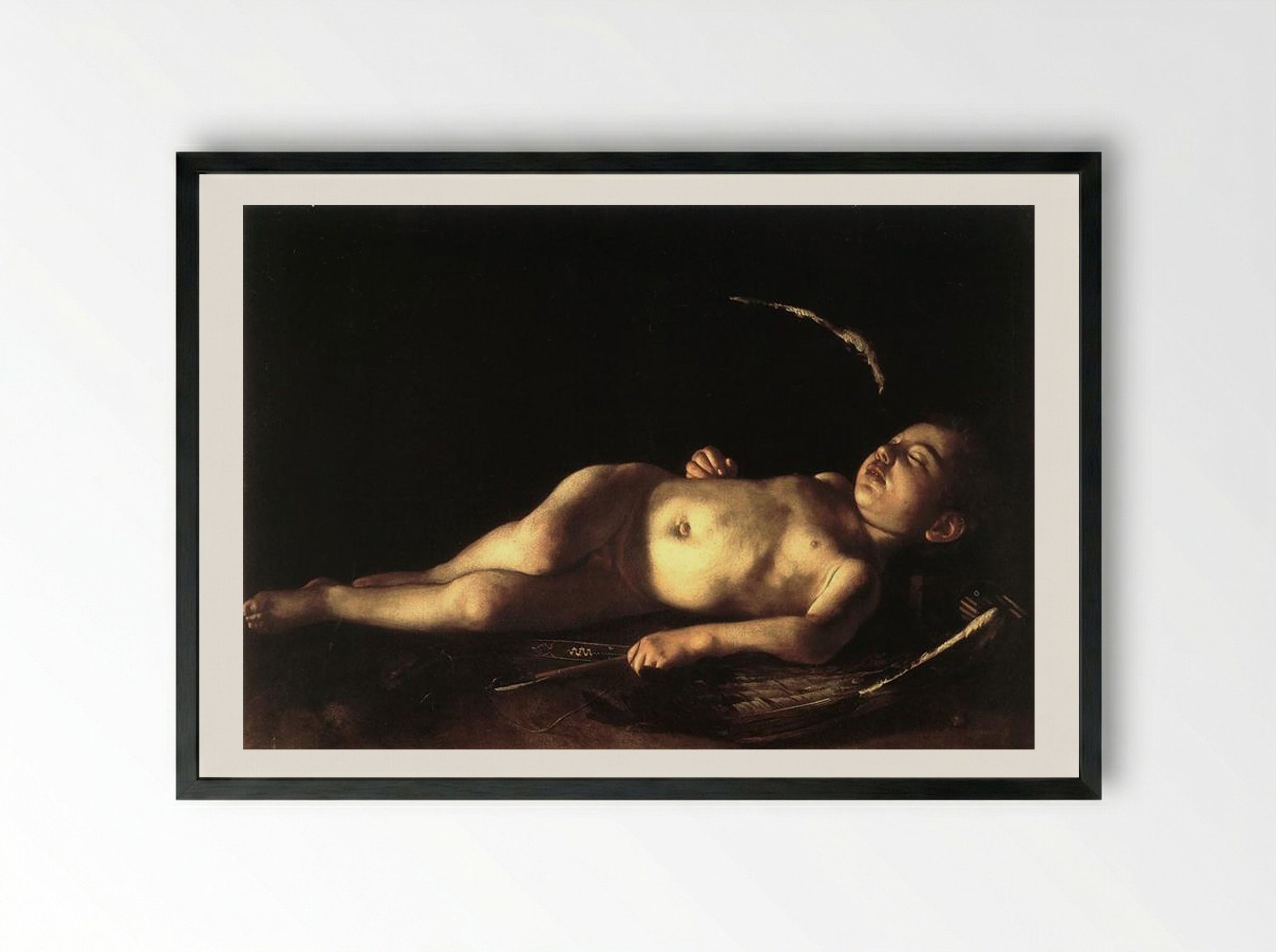 Sleeping Cupid - Michelangelo Merisi da Caravaggio - Framed Print Black