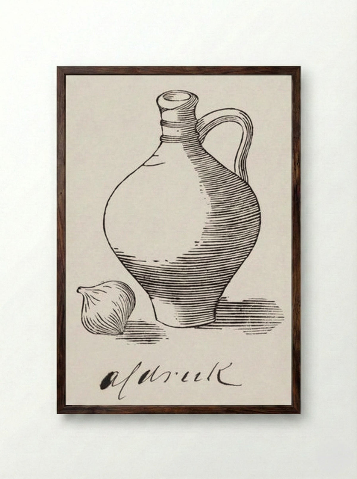 Still Life with Jug and Onion - Julie de Graag - Framed Print Dark Wood