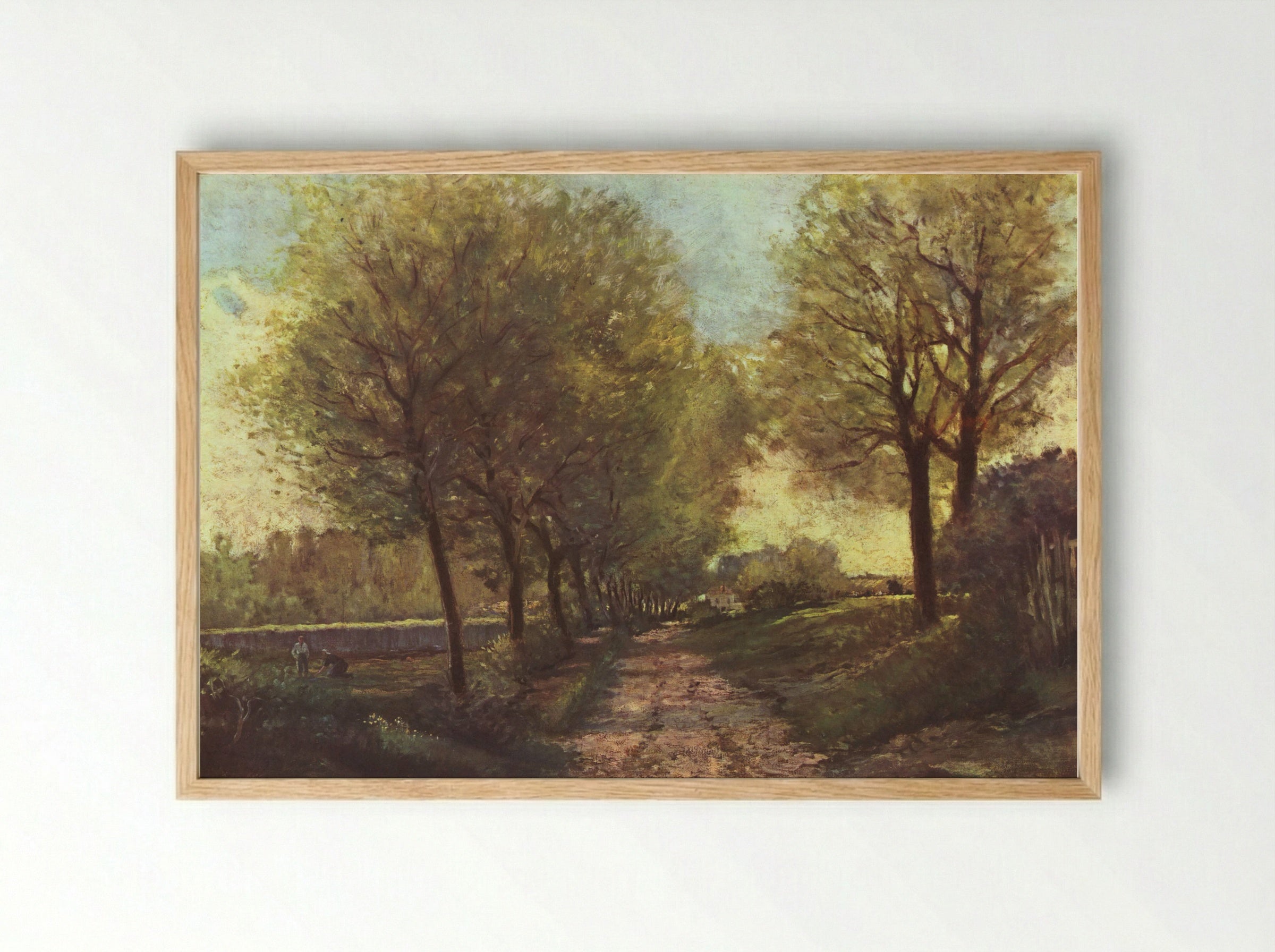 Avenue of Trees in a Small Town - Alfred Sisley - Framed Print Wood