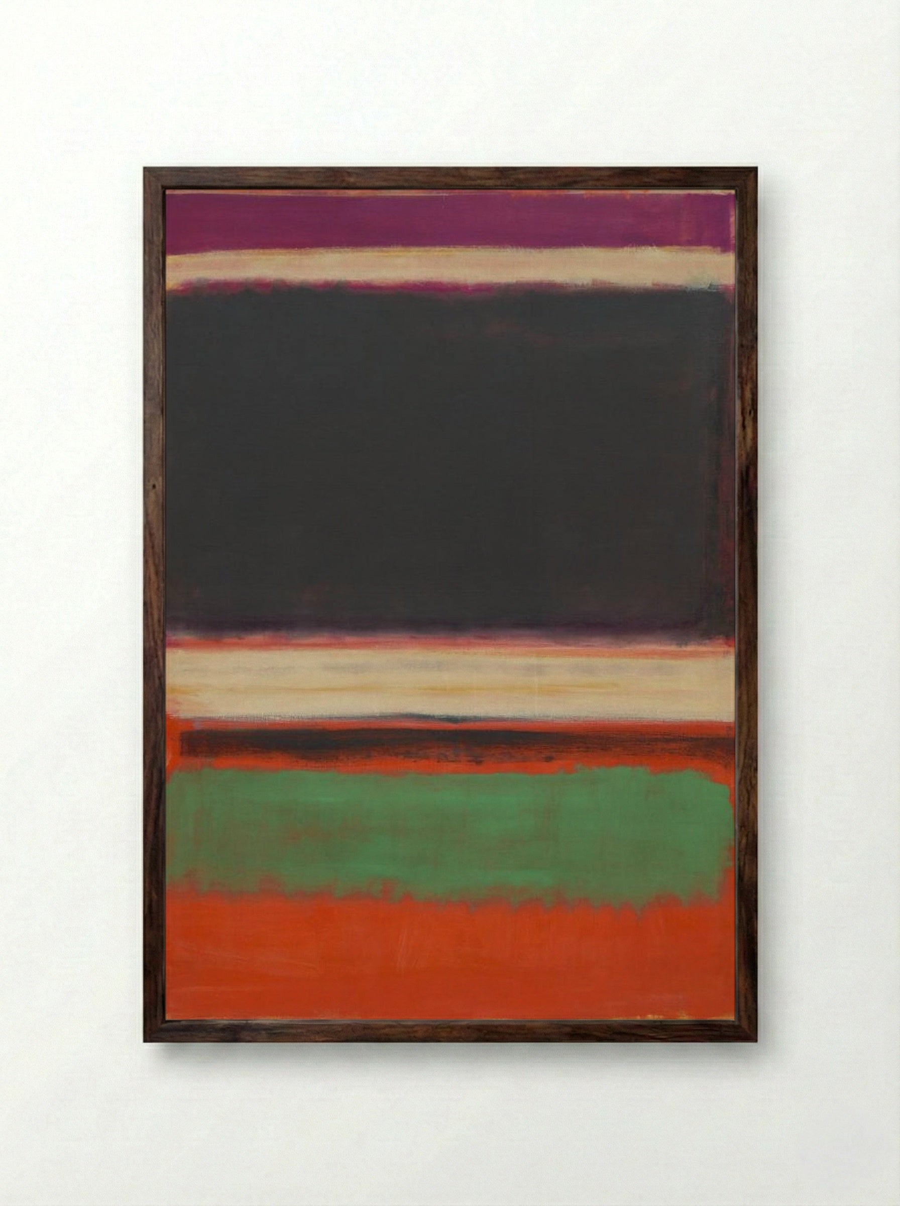 No. 3/No. 13 (Magenta, Black, Green on Orange) - Mark Rothko - Framed Print Dark Wood