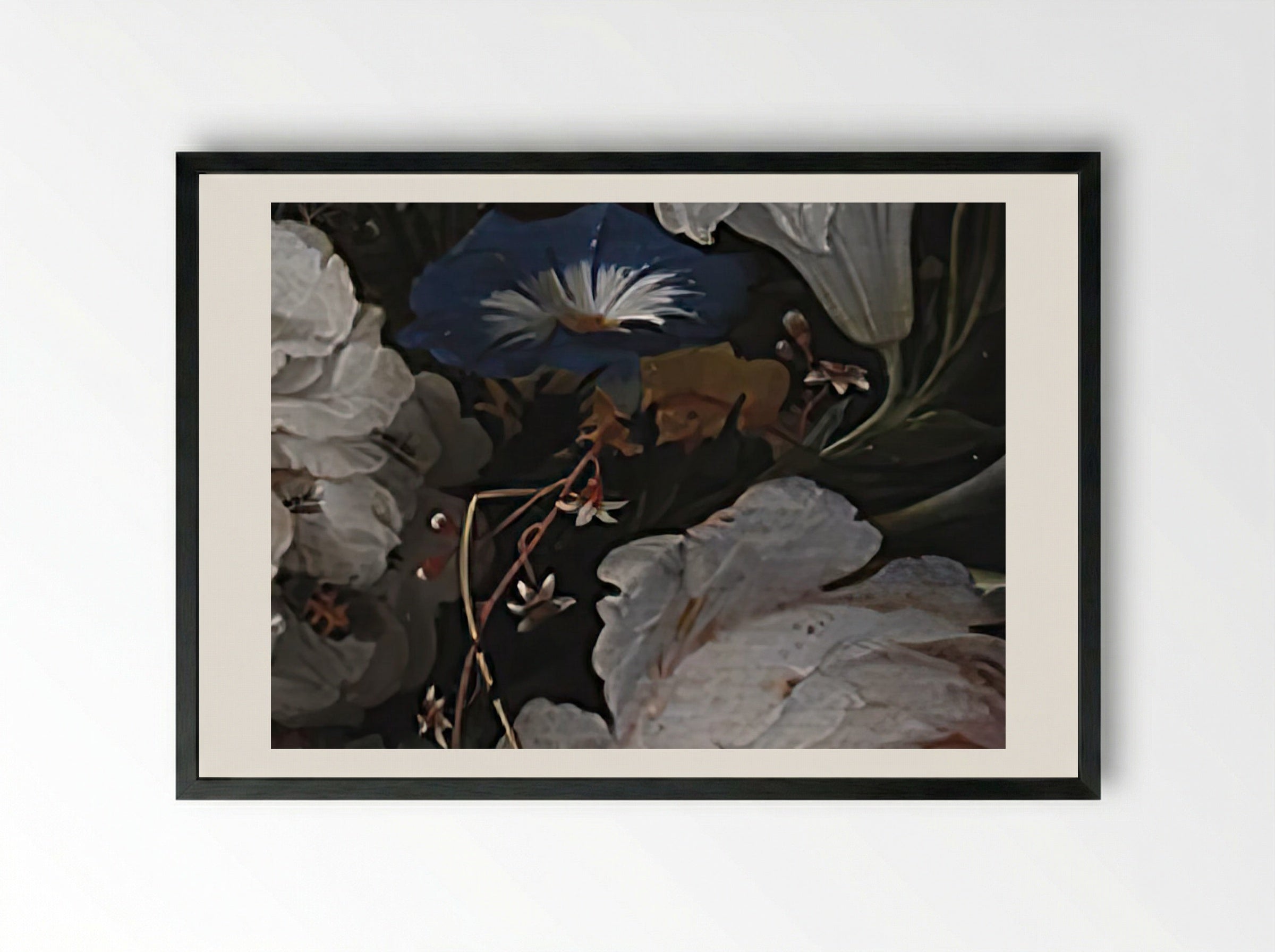 A Garland of Flowers - Abraham Mignon - Framed Print Black