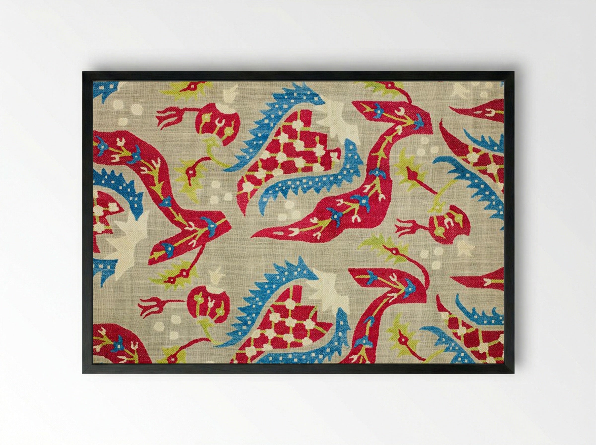 Turkish Bed Cover (Embroidered Textile Design) - William Morris - Framed Print Black
