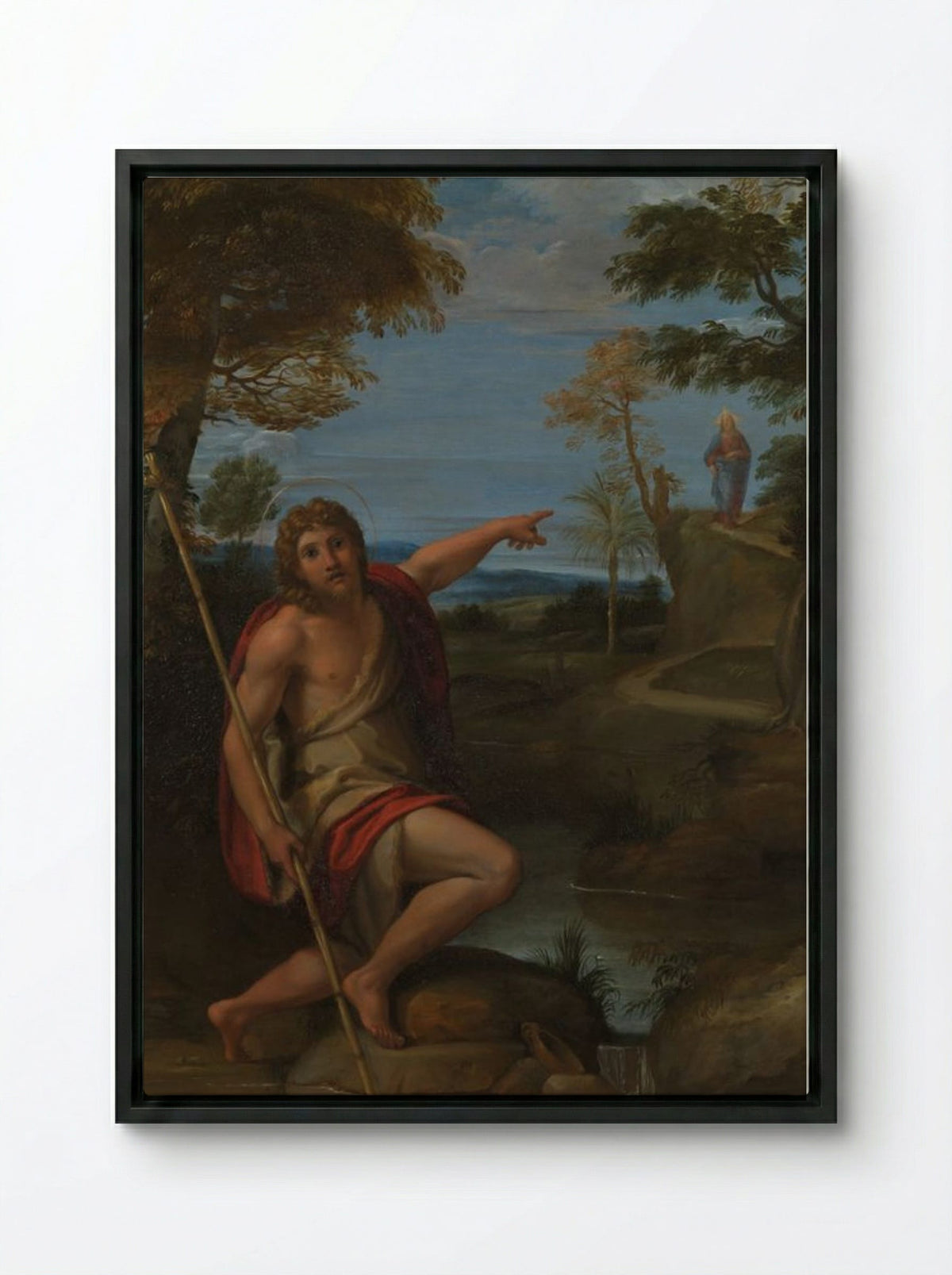 Saint John the Baptist Bearing Witness - Annibale Carracci - Framed Canvas Black