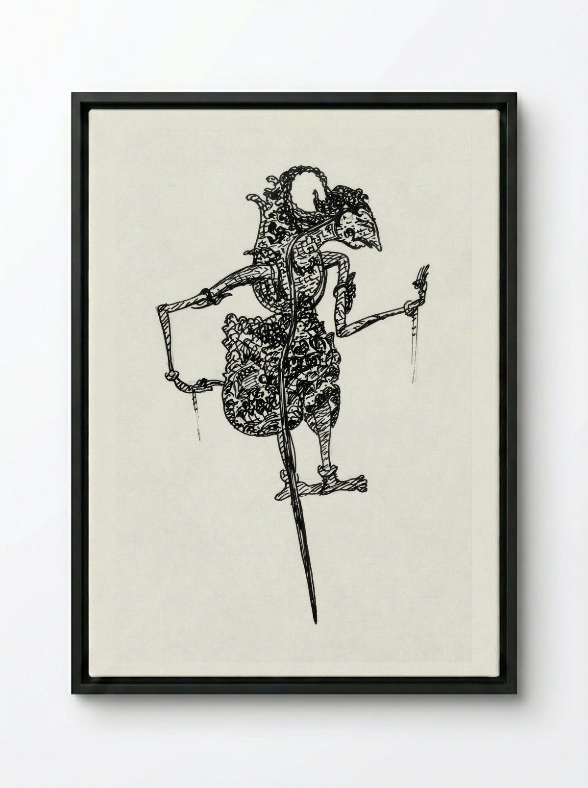 Wajangpop (Wayang Puppet) - Leo Gestel - Framed Canvas Black