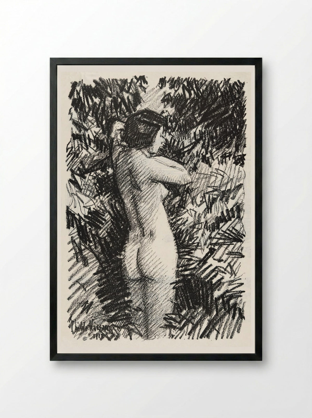Nude in Landscape - Childe Hassam - Framed Print Black