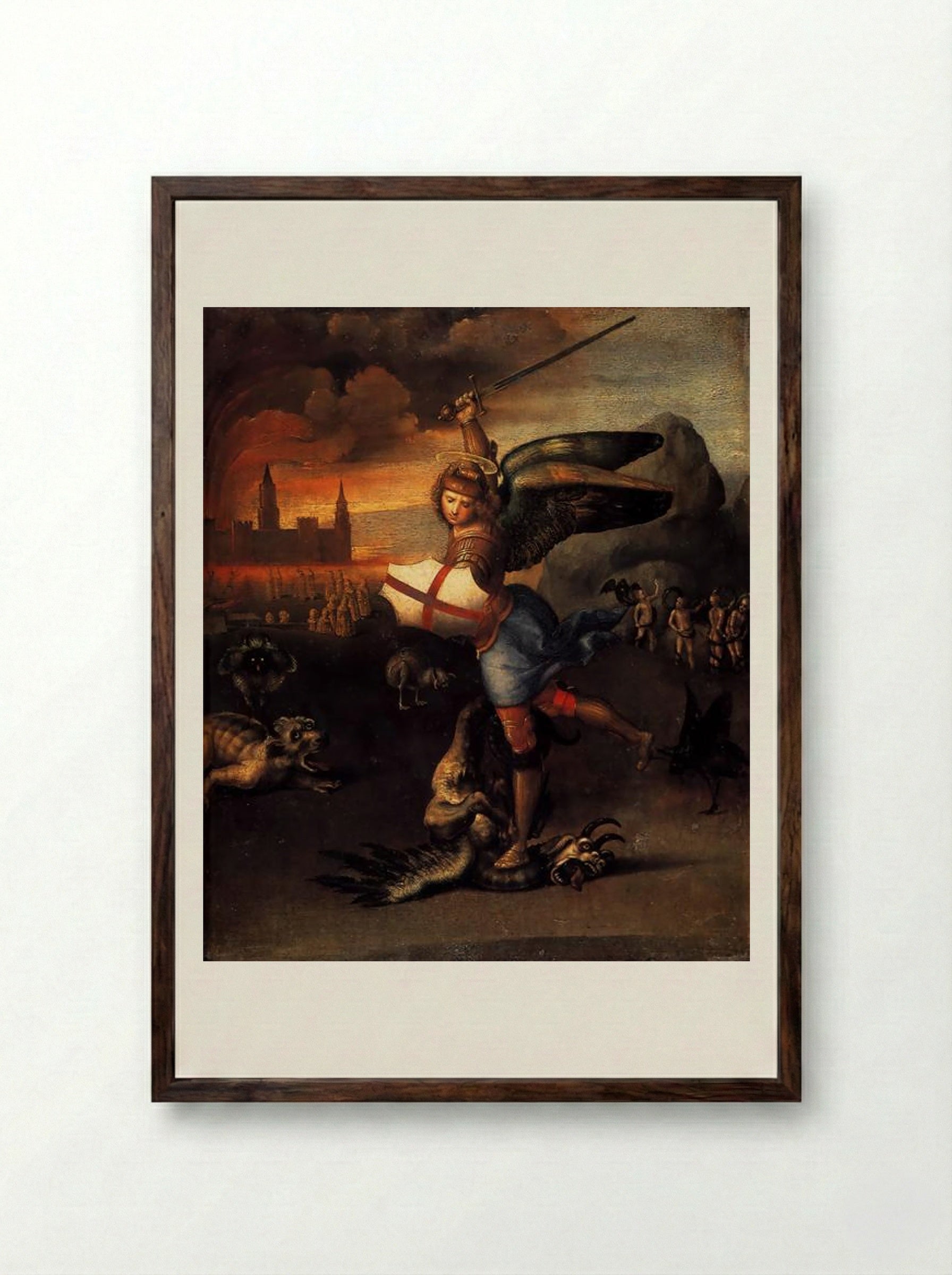 St. Michael - Raphael - Framed Print Dark Wood