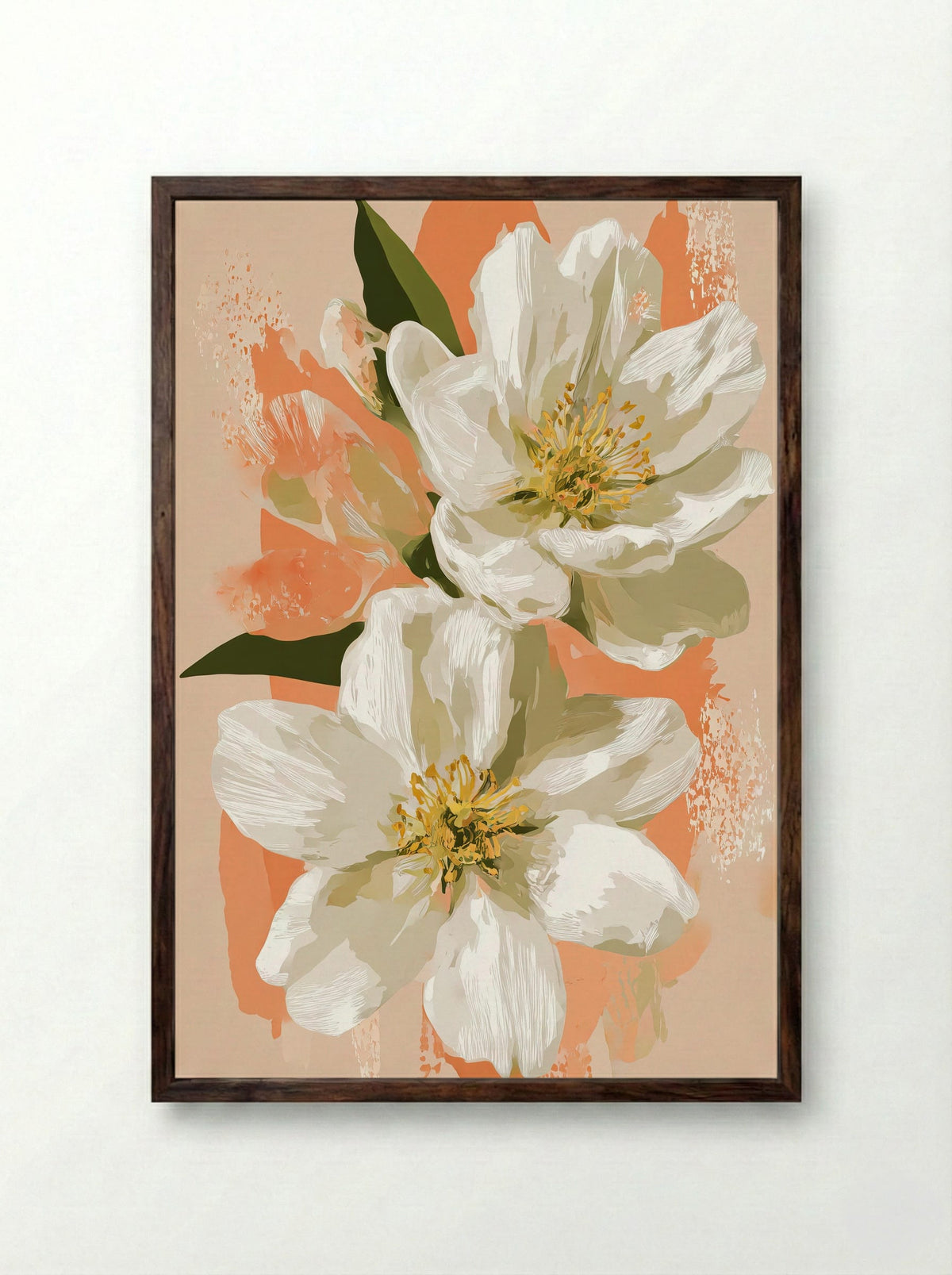 Blossom And Honeybee Harmony - Framed Print Dark Wood