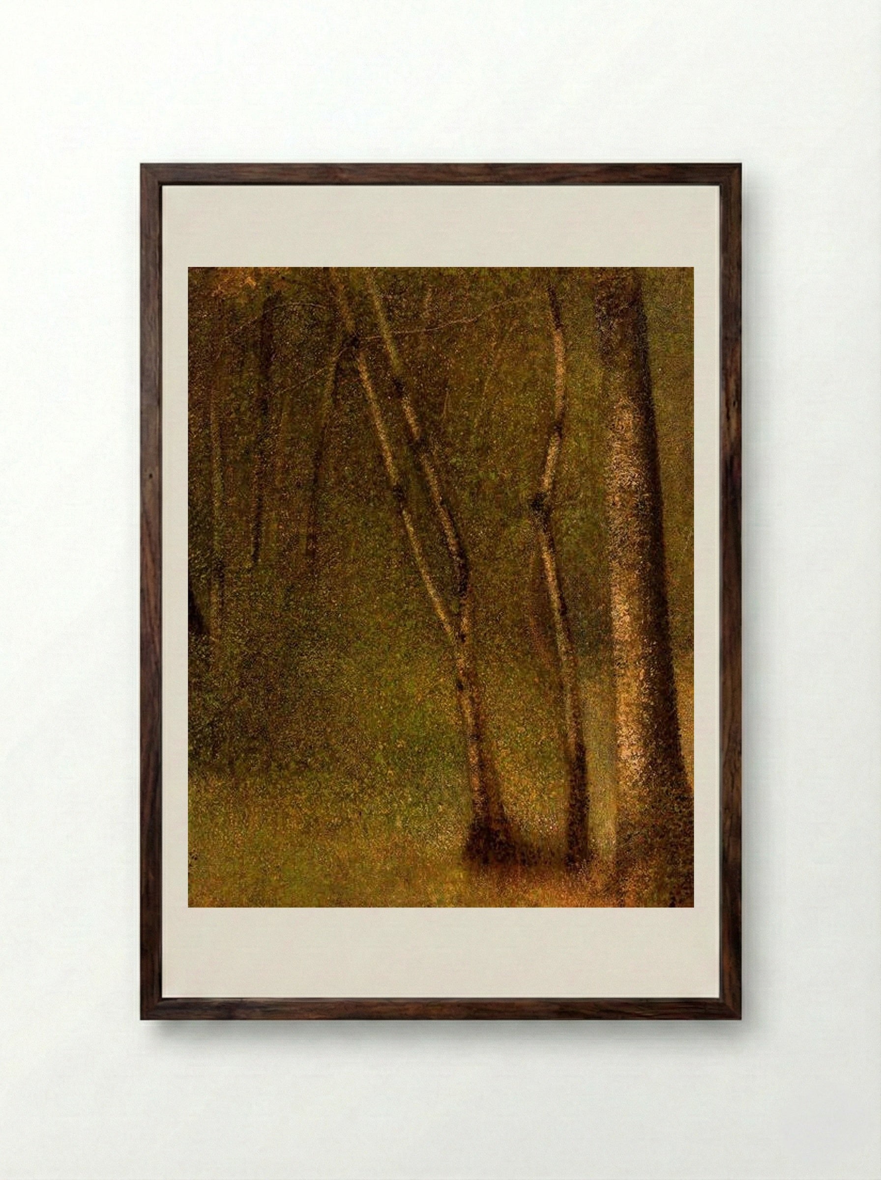 The Forest at Pontaubert - Georges Seurat - Framed Print Dark Wood