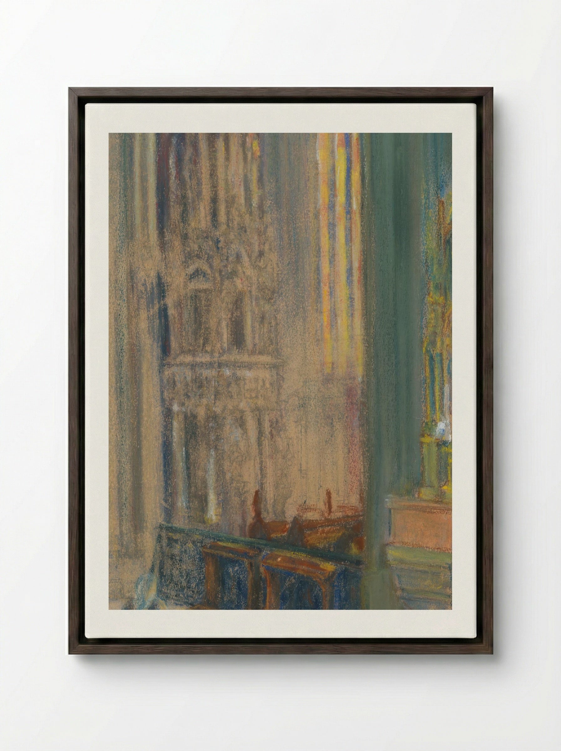 Interior of Košice Cathedral - Konstantin Bauer - Framed Canvas Dark Wood