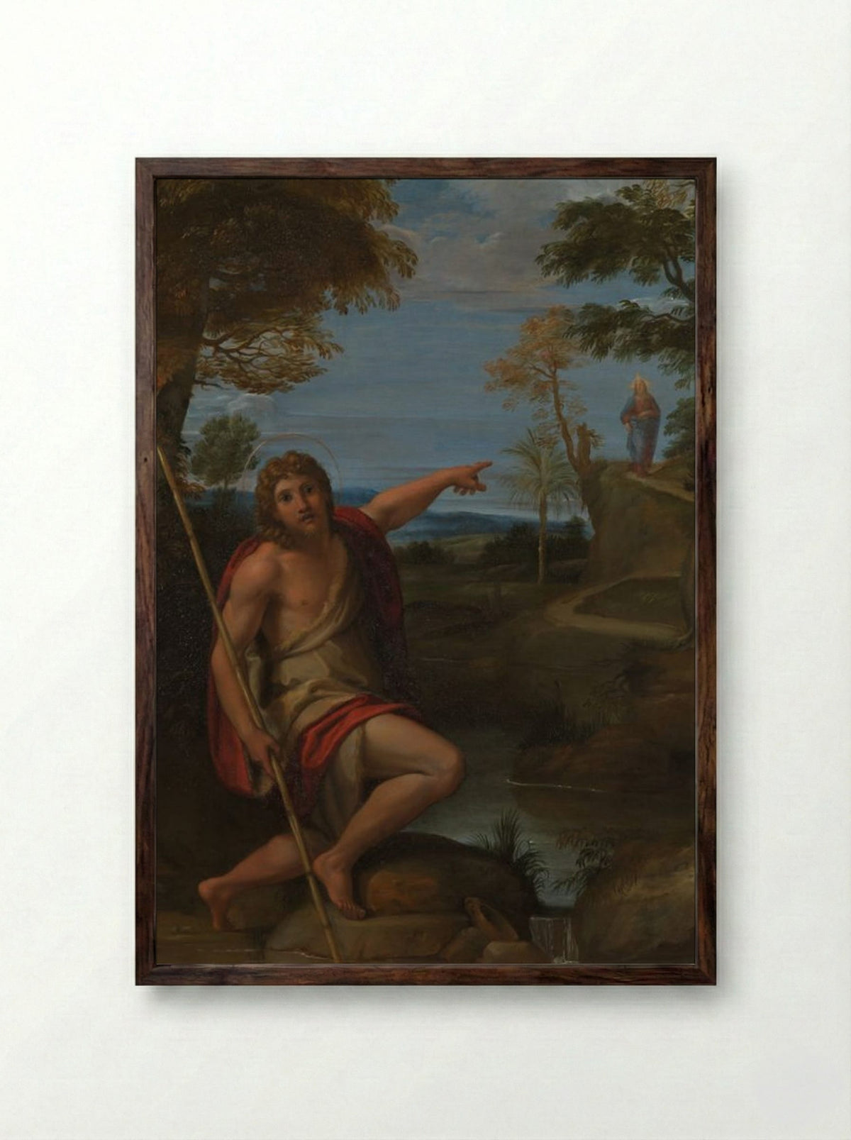 Saint John the Baptist Bearing Witness - Annibale Carracci - Framed Print Dark Wood