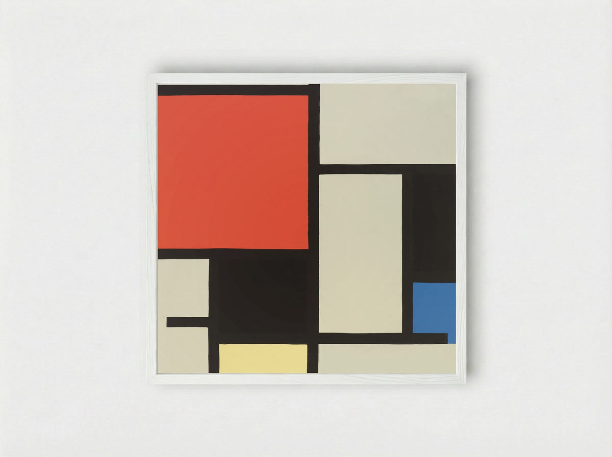 Composition with Red, Blue and Yellow - Piet Mondrian - Framed Print White