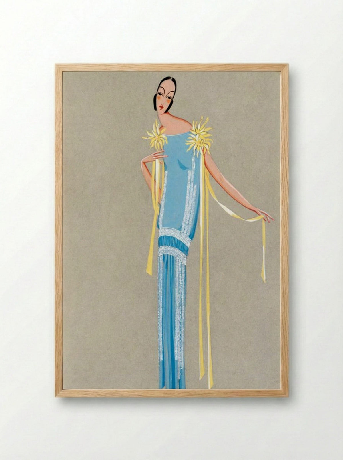 Design for 'L'Accroche-Coeur' Summer Dress, 1924 - Fine Art Print - Framed Print Wood