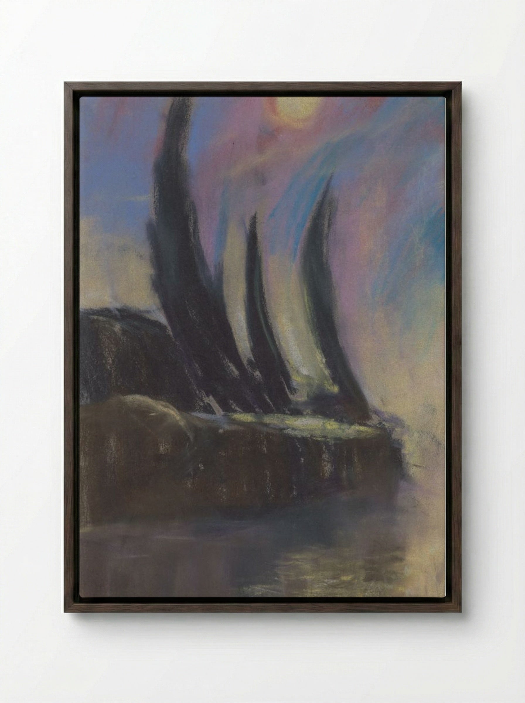 Night Mood - Zolo Palugyay - Framed Canvas Dark Wood