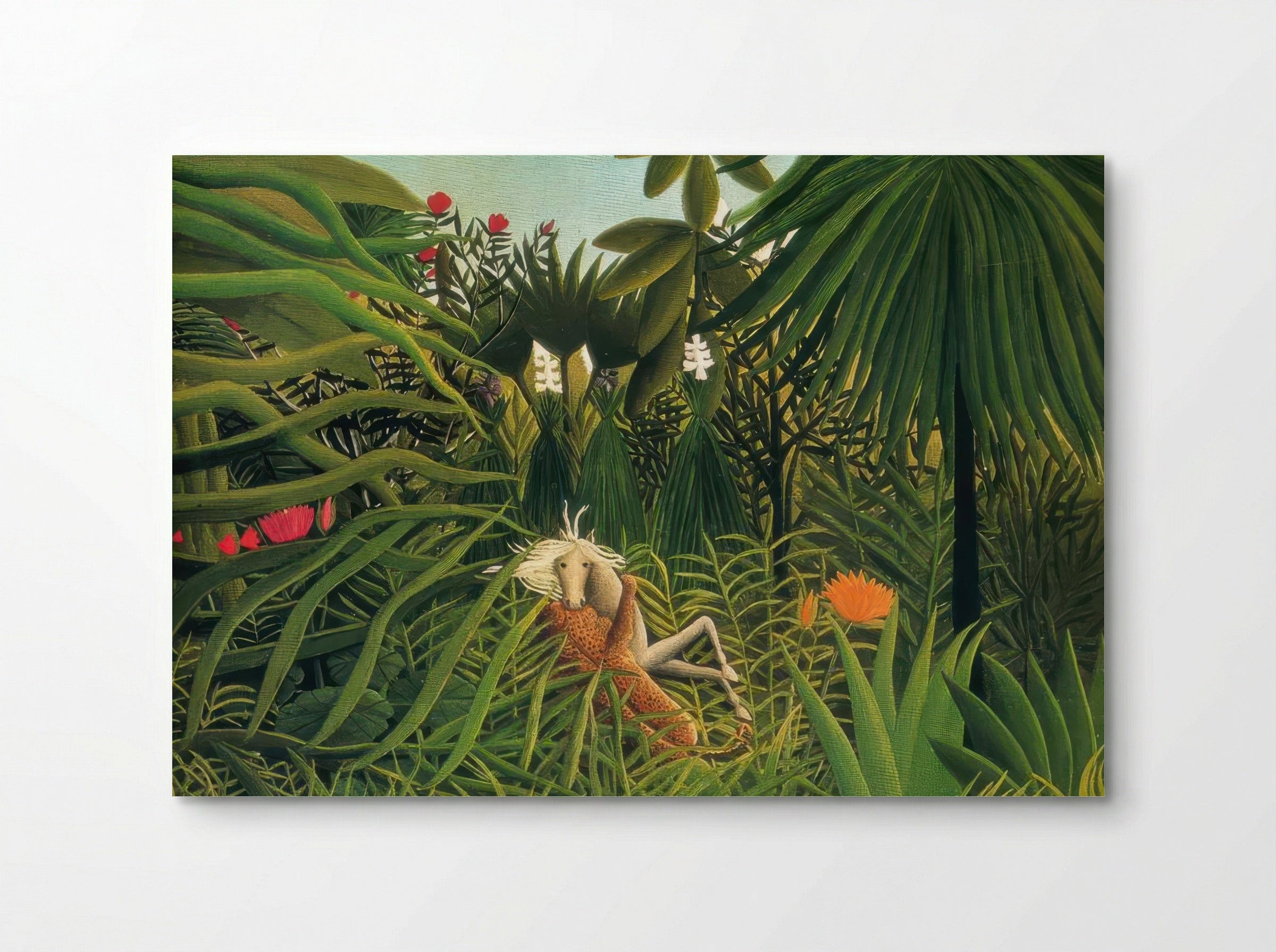 Jaguar Attacking a Horse by Henri Rousseau – Naïve Art Jungle Conflict Print - Poster