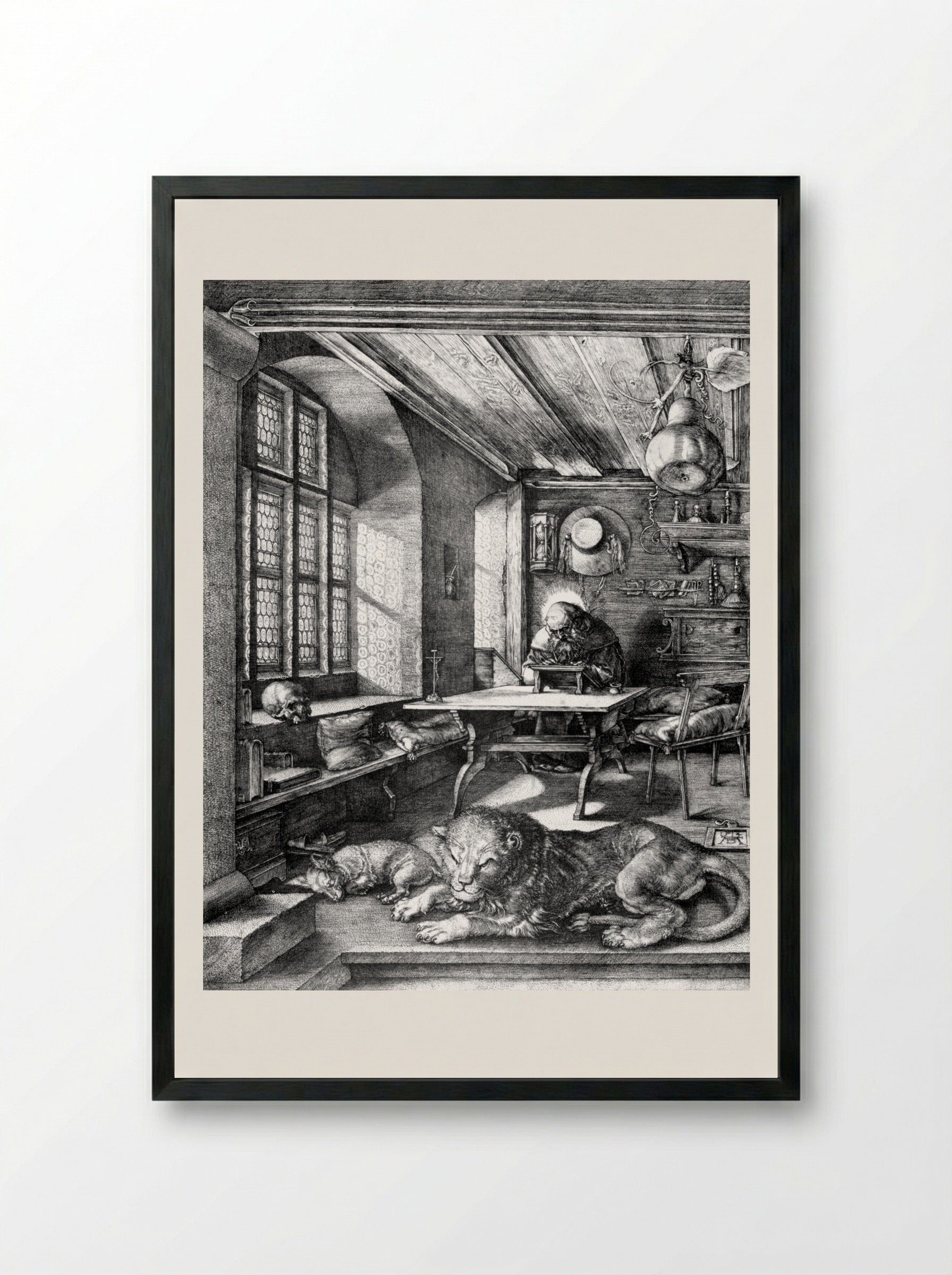 St. Jerome in his Study - Albrecht Dürer - Framed Print Black