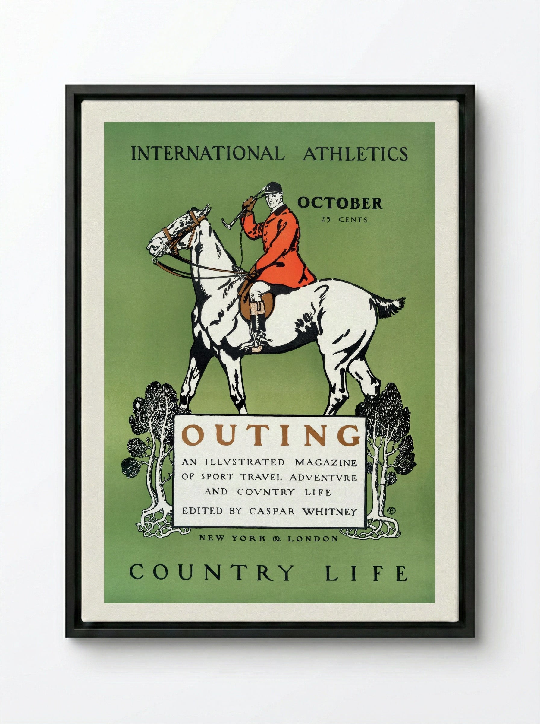 Outing, October (Magazine Cover) - Edward Penfield - Framed Canvas Black