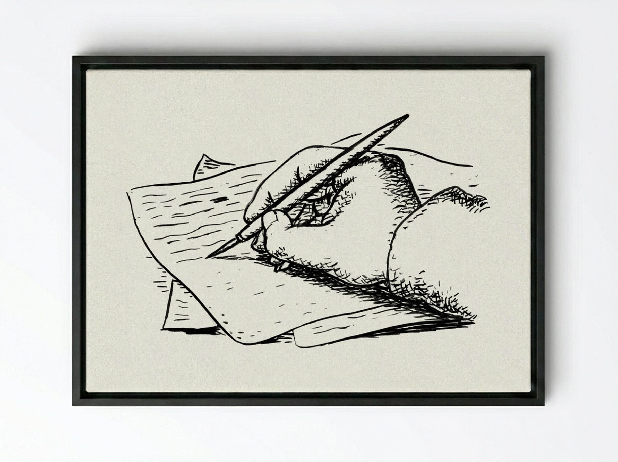 Writing Hand - Leo Gestel - Framed Canvas Black