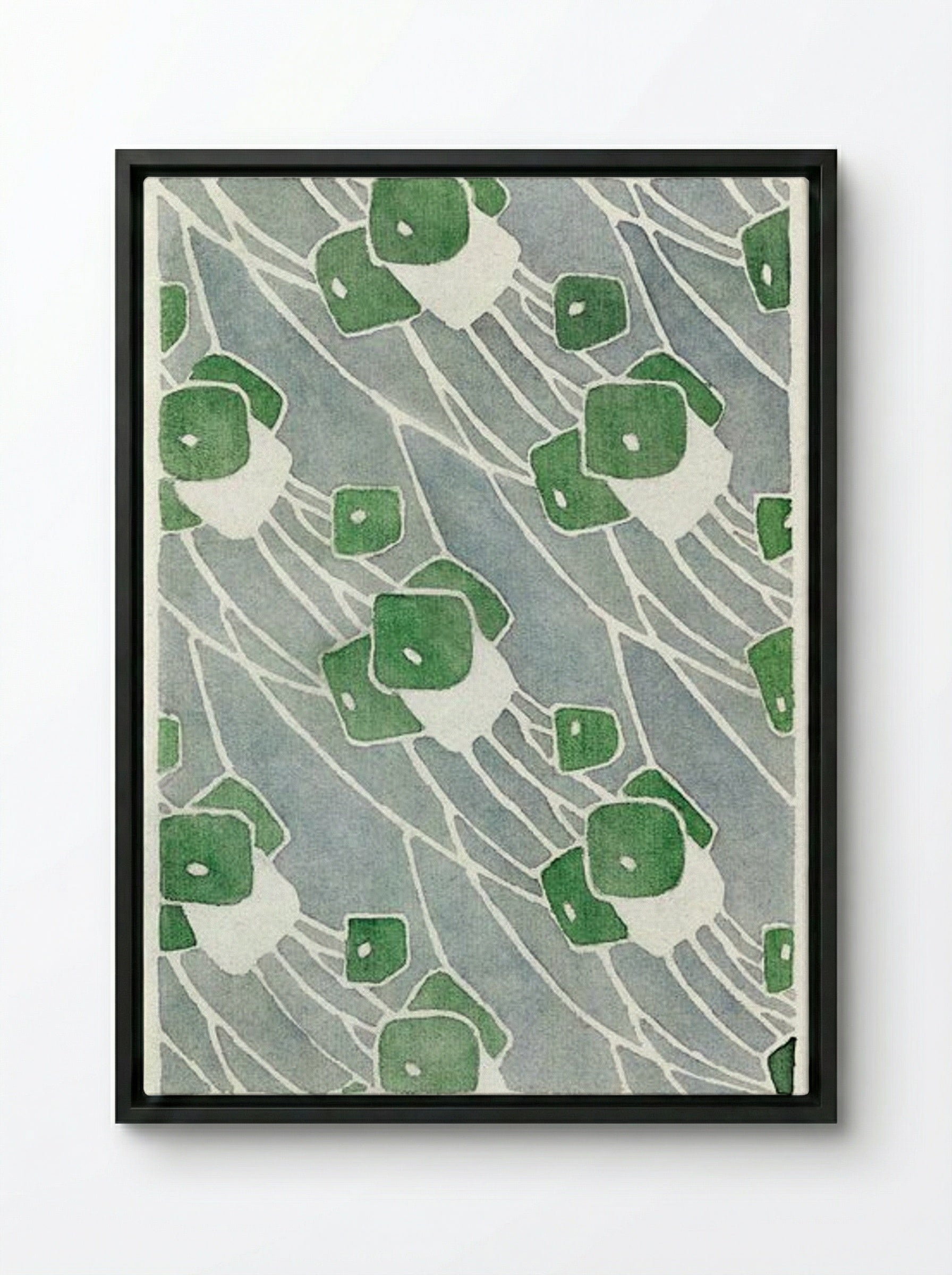 Green Geometric - Hannah Borger Overbeck - Framed Canvas Black