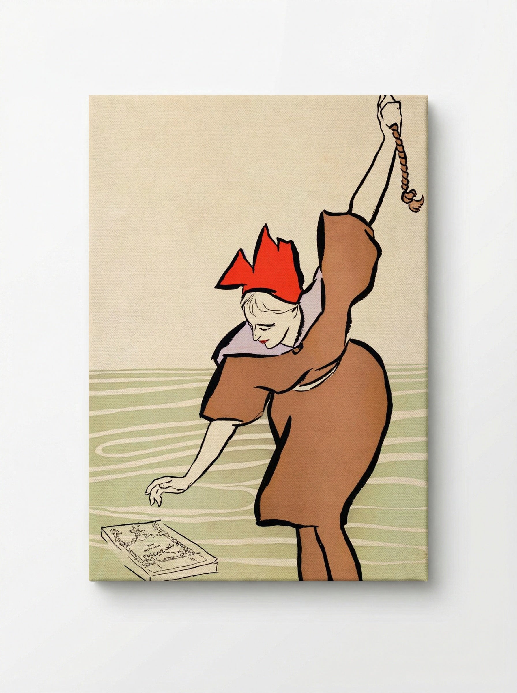 Woman Picking Up Book - Edward Penfield - Canvas