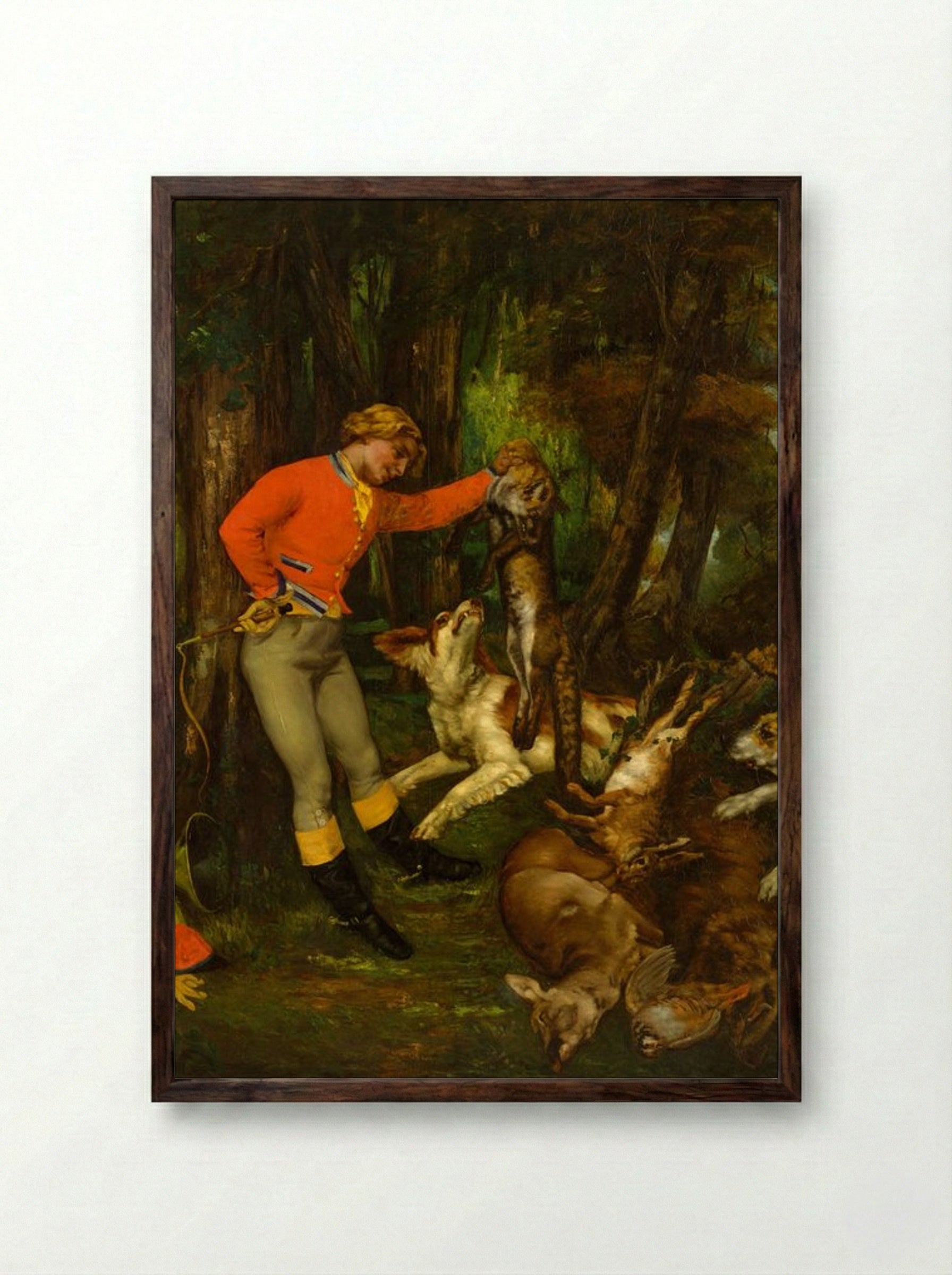 After the Hunt - Gustave Courbet - Framed Print Dark Wood