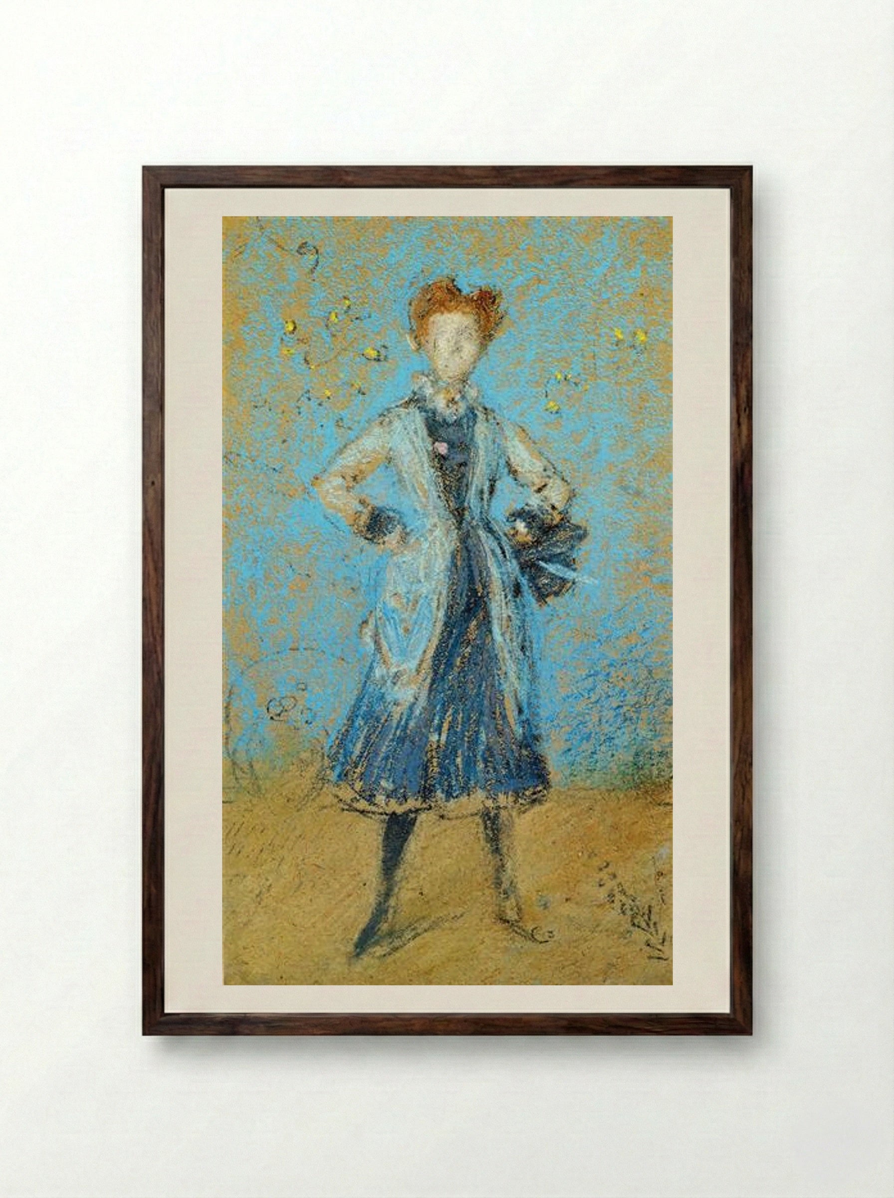 The Blue Girl - James McNeill Whistler - Framed Print Dark Wood