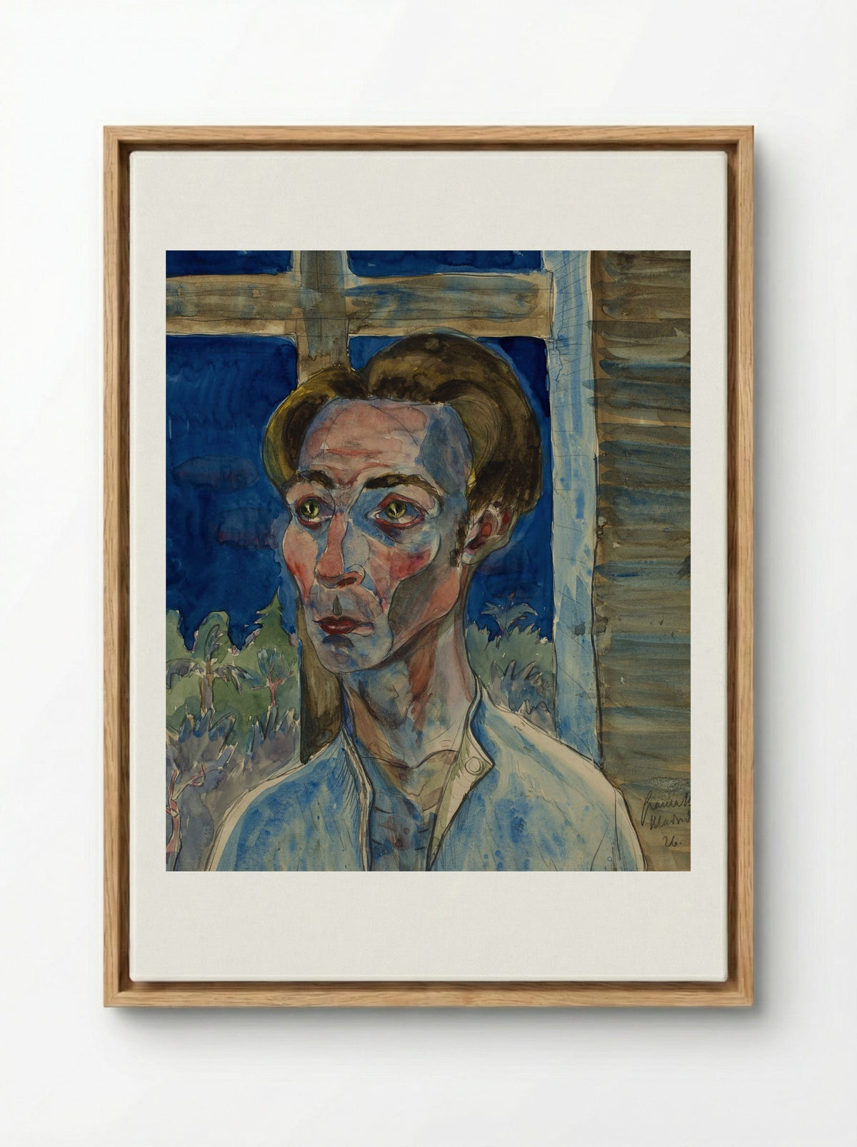 Myself with a Window Frame Cross - Hermann Max Pechstein - Framed Canvas Wood