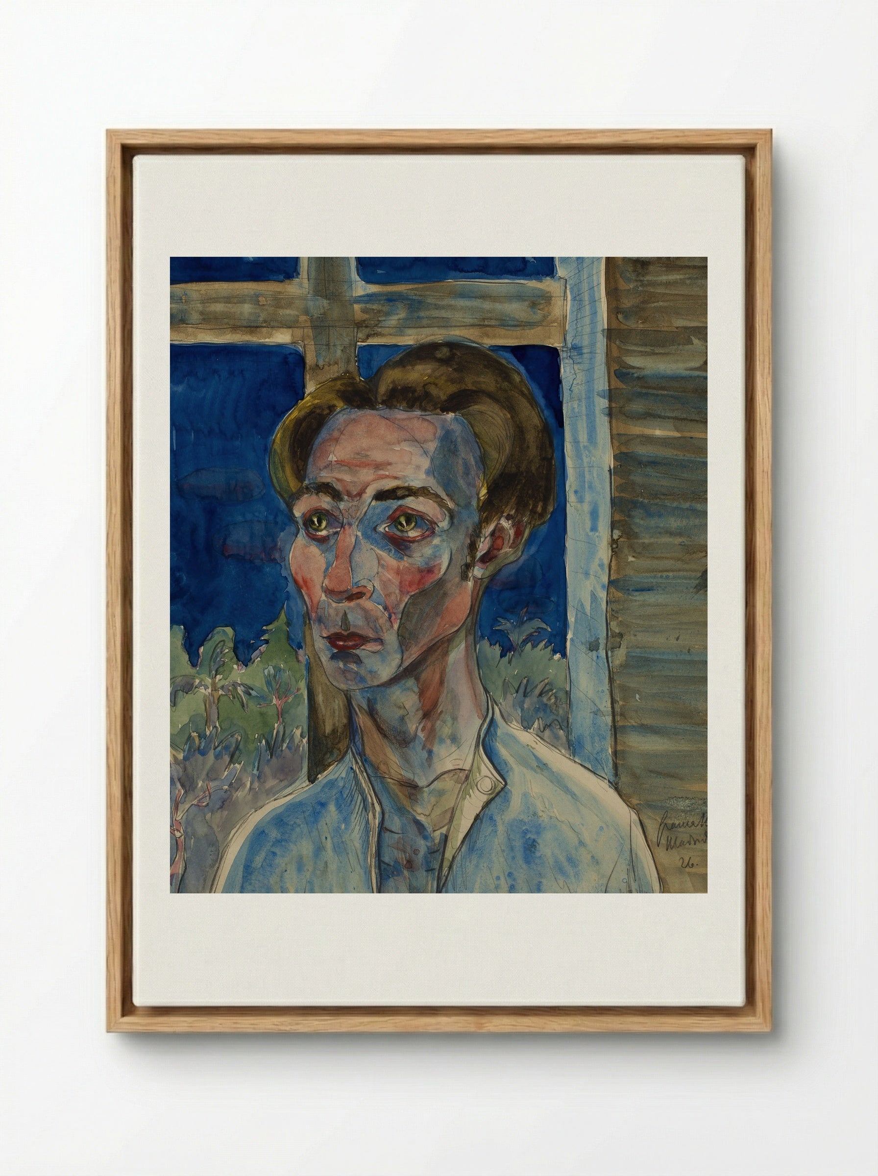 Myself with a Window Frame Cross - Hermann Max Pechstein - Framed Canvas Wood