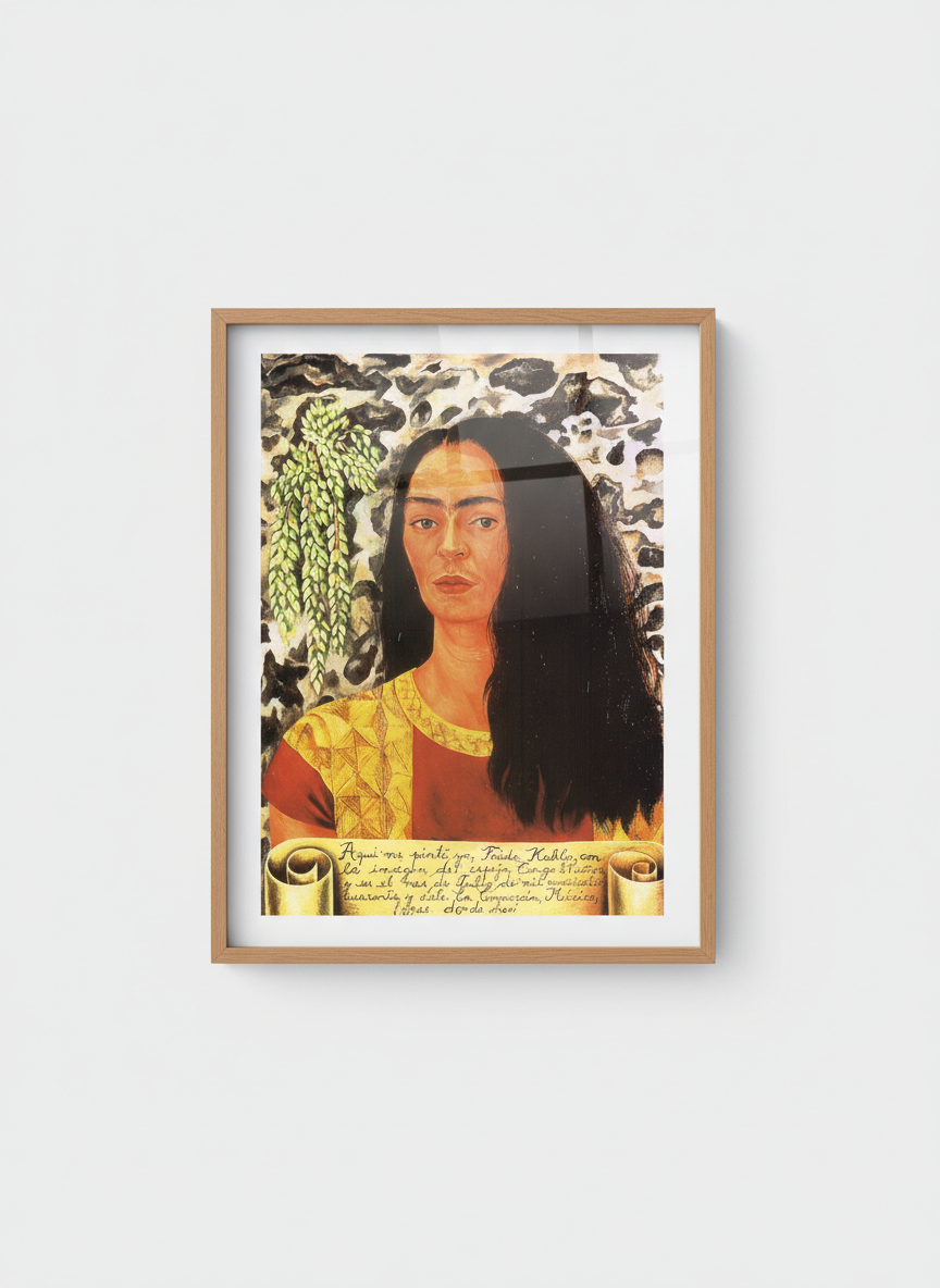 Self-Portrait with Loose Hair - Frida Kahlo - Framed Print Wood